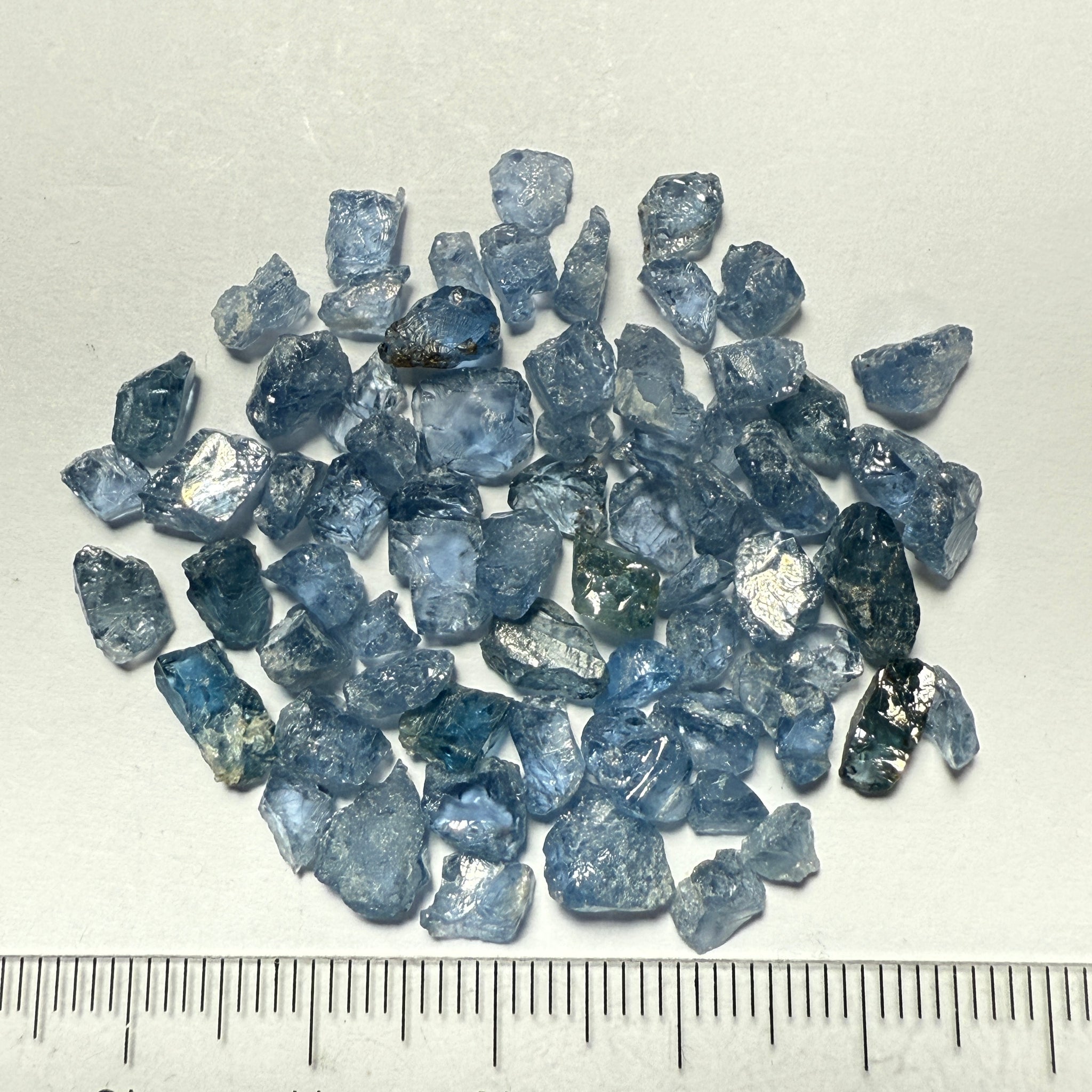 Cobalt Spinel Lot for side stone setting in jewellery as is, 53.87ct, Mahenge, Tanzania, Untreated Unheated, all have inclusions and some have flat shapes