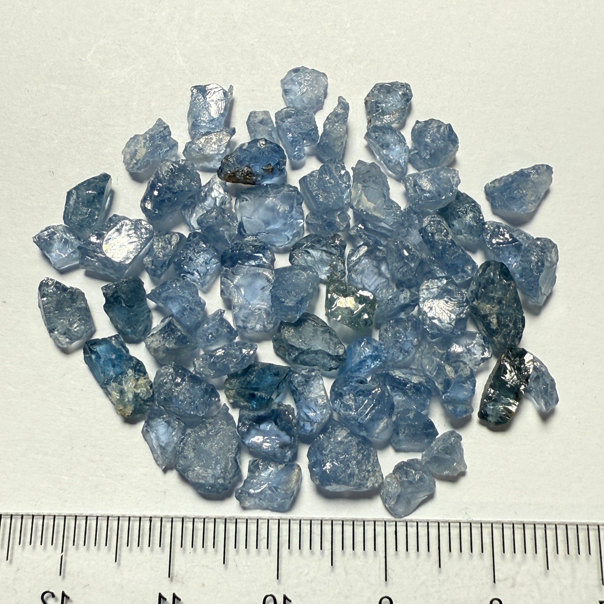 Cobalt Spinel Lot for side stone setting in jewellery as is, 53.87ct, Mahenge, Tanzania, Untreated Unheated, all have inclusions and some have flat shapes