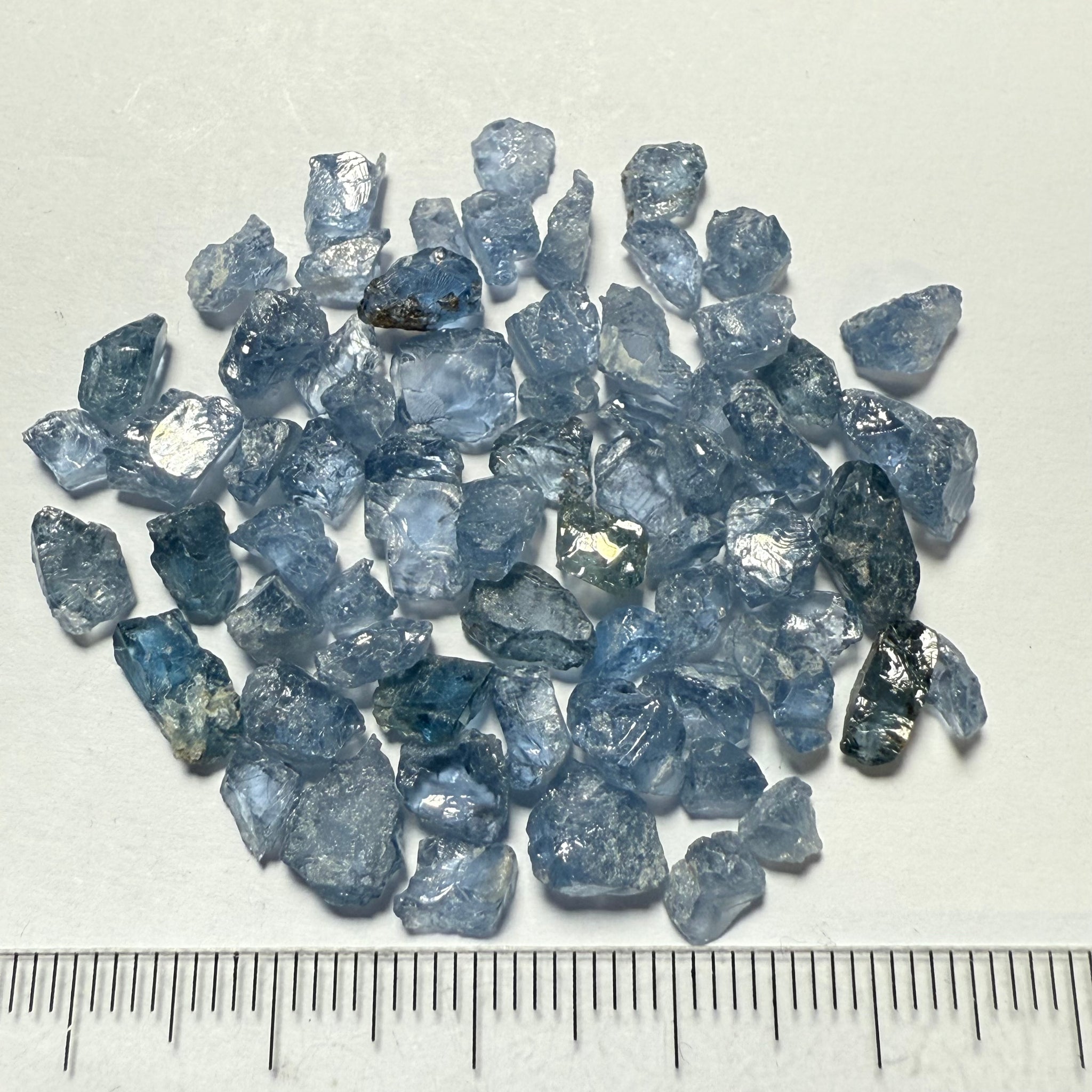 Cobalt Spinel Lot for side stone setting in jewellery as is, 53.87ct, Mahenge, Tanzania, Untreated Unheated, all have inclusions and some have flat shapes