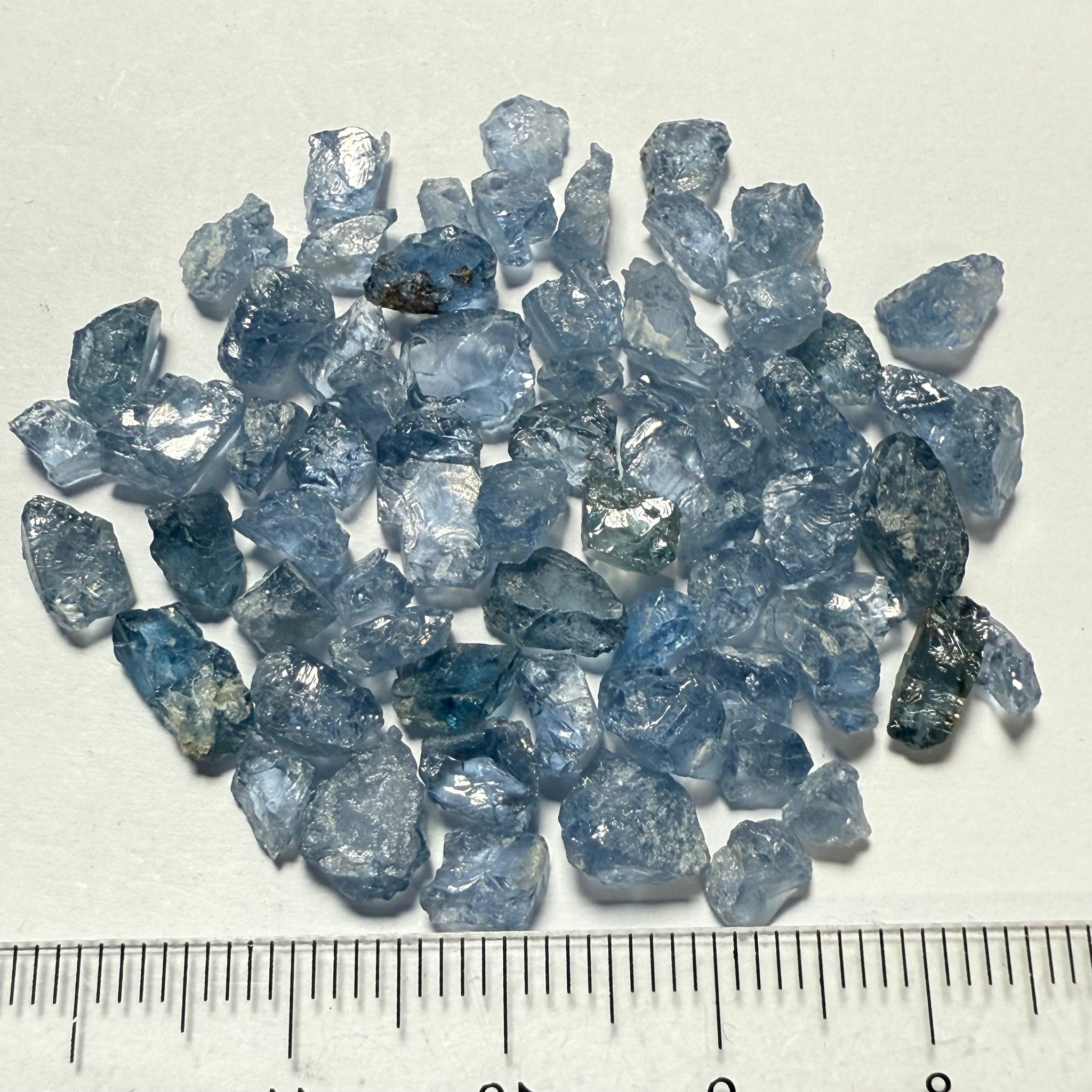 Cobalt Spinel Lot for side stone setting in jewellery as is, 53.87ct, Mahenge, Tanzania, Untreated Unheated, all have inclusions and some have flat shapes