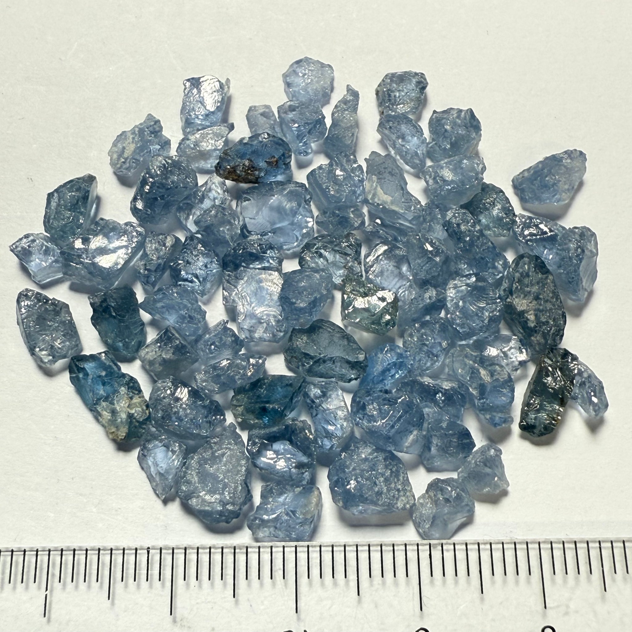 Cobalt Spinel Lot for side stone setting in jewellery as is, 53.87ct, Mahenge, Tanzania, Untreated Unheated, all have inclusions and some have flat shapes