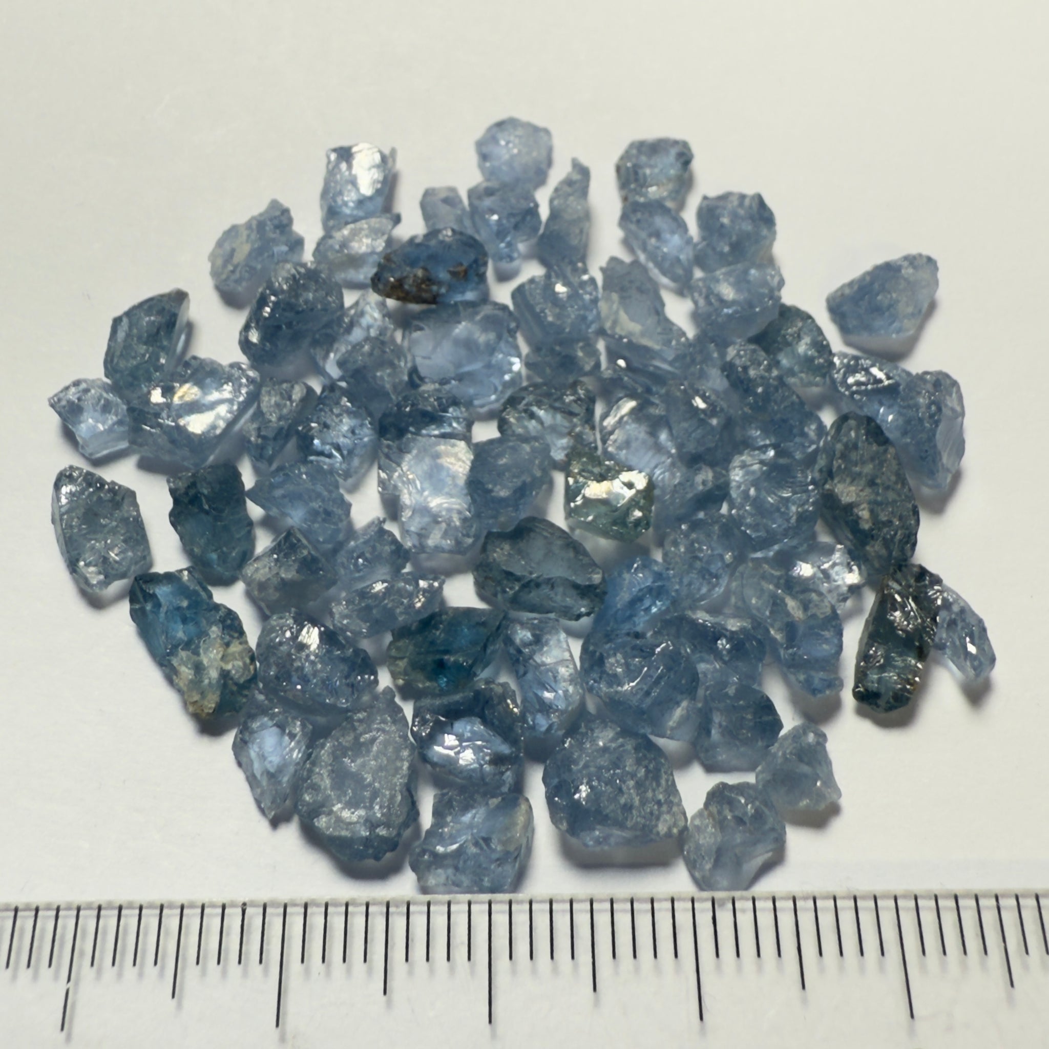 Cobalt Spinel Lot for side stone setting in jewellery as is, 53.87ct, Mahenge, Tanzania, Untreated Unheated, all have inclusions and some have flat shapes