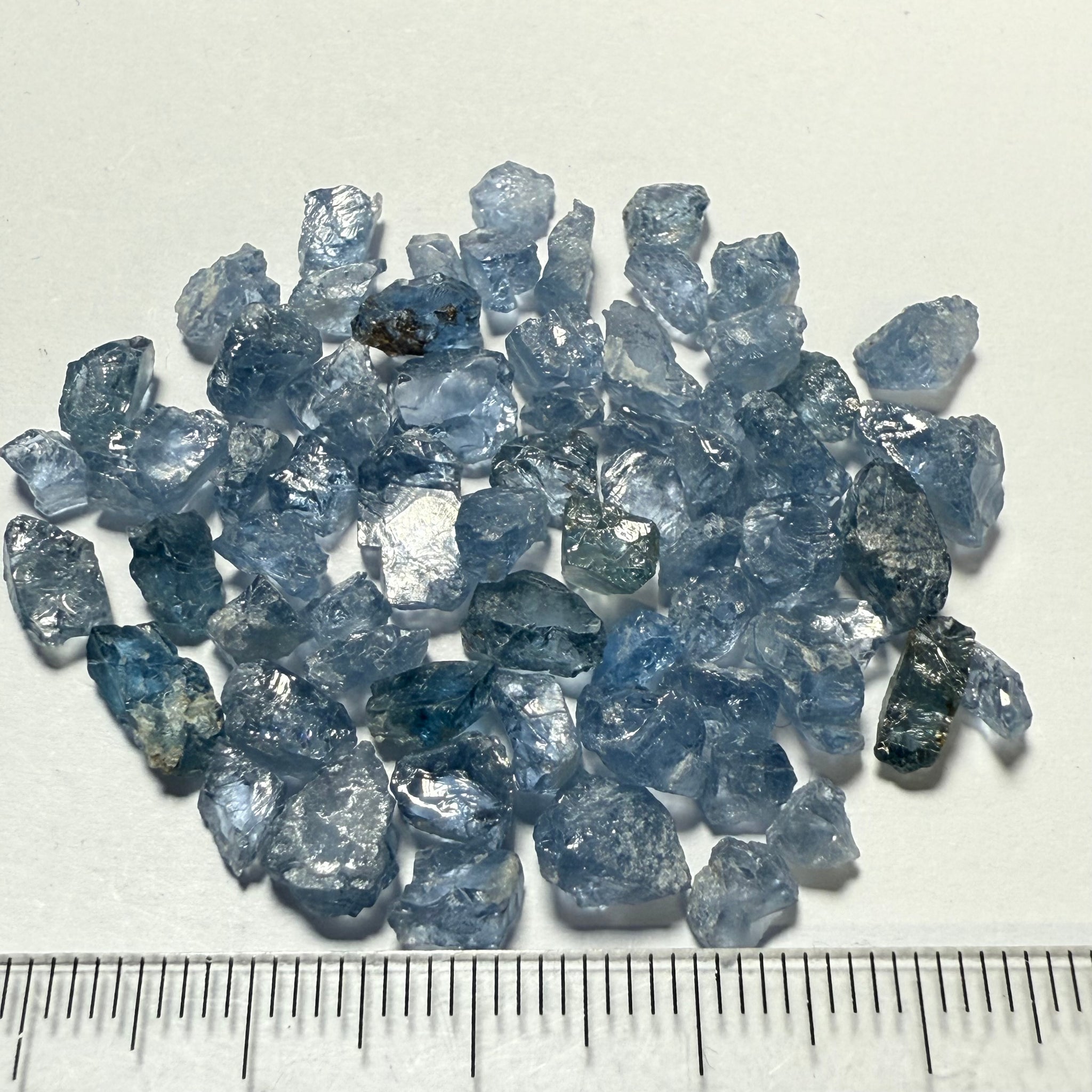 Cobalt Spinel Lot for side stone setting in jewellery as is, 53.87ct, Mahenge, Tanzania, Untreated Unheated, all have inclusions and some have flat shapes
