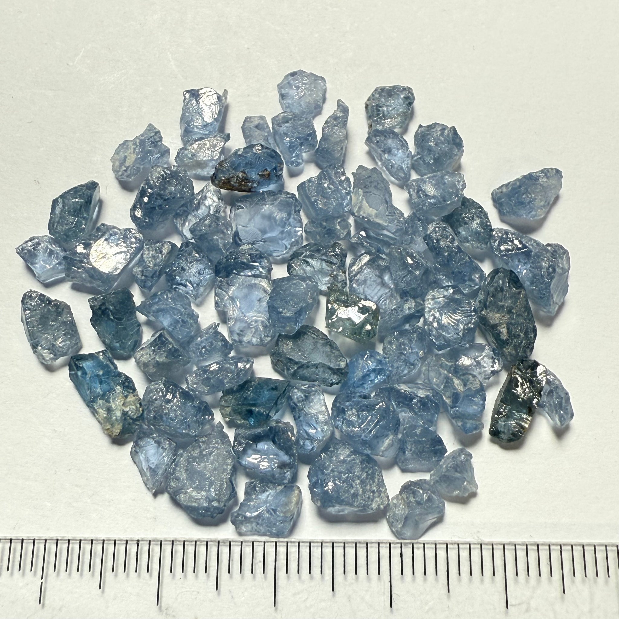 Cobalt Spinel Lot for side stone setting in jewellery as is, 53.87ct, Mahenge, Tanzania, Untreated Unheated, all have inclusions and some have flat shapes