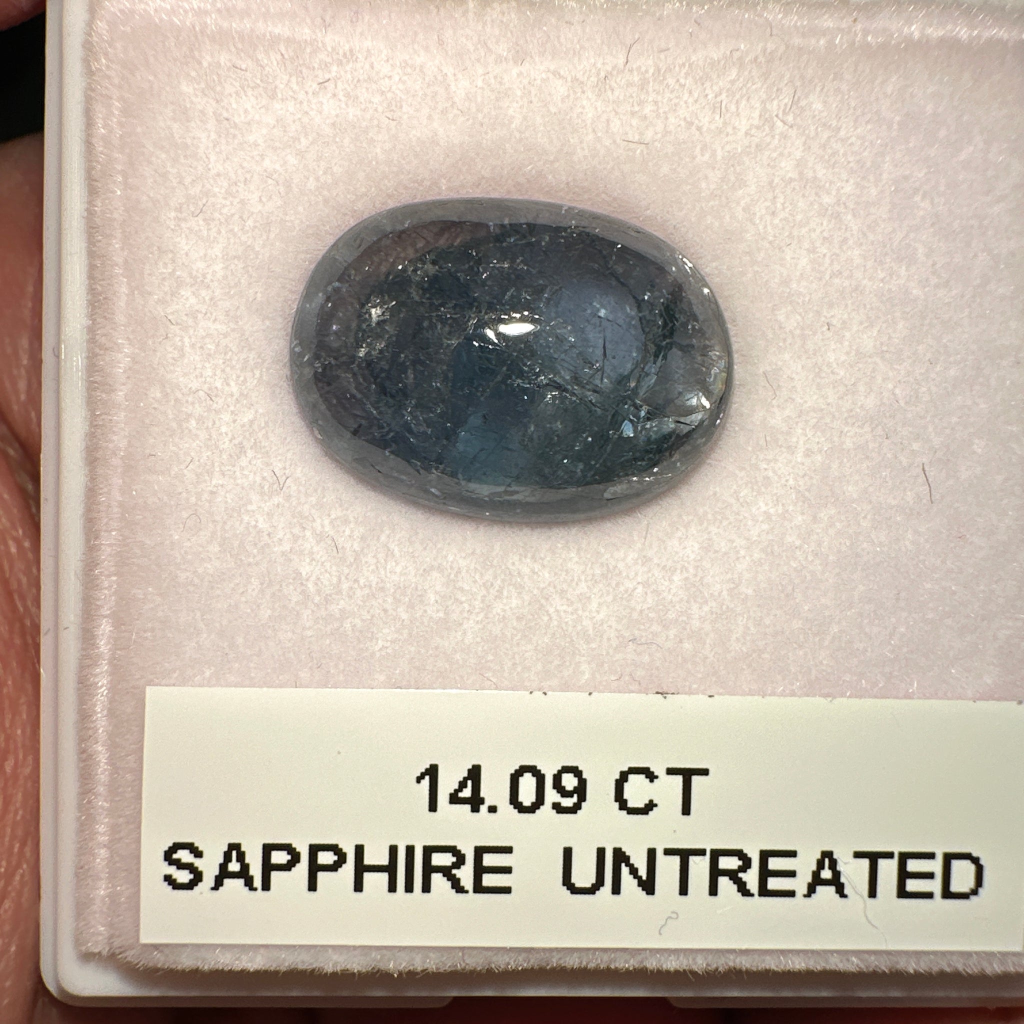Sapphire Cabochon. 14.09ct, Umba, Tanzania. Untreated Unheated. 16.2x 11.7 x 6.7mm