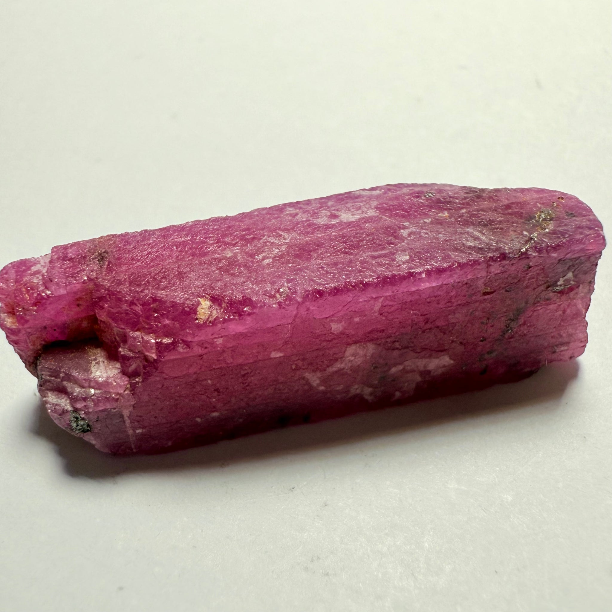 Ruby Crystal, Untreated Unheated, Tanzania, cleavage plane, formed like this, a dab of oil will remove the white dryness on the skin, Translucent, 37.85ct