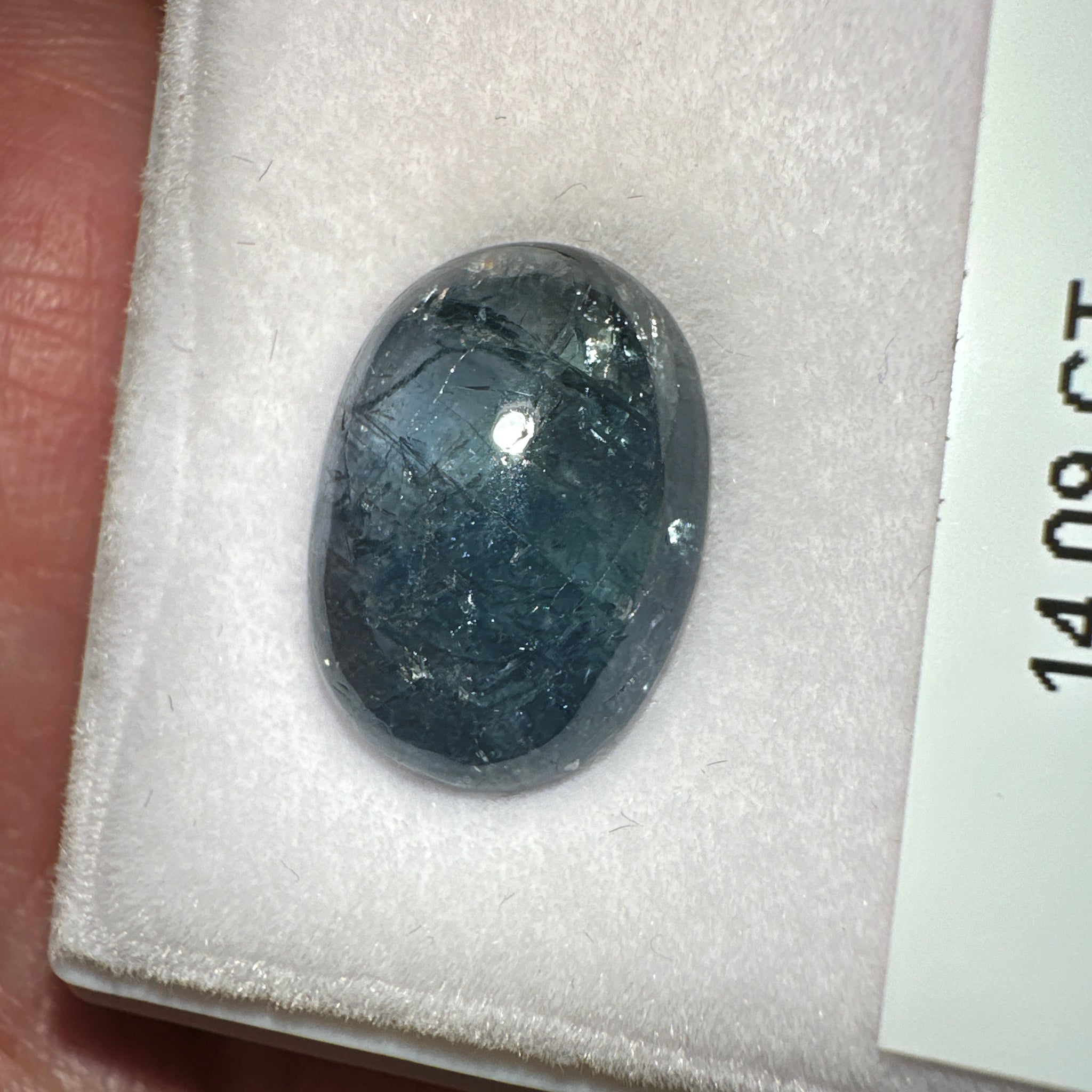 Sapphire Cabochon. 14.09ct, Umba, Tanzania. Untreated Unheated. 16.2x 11.7 x 6.7mm