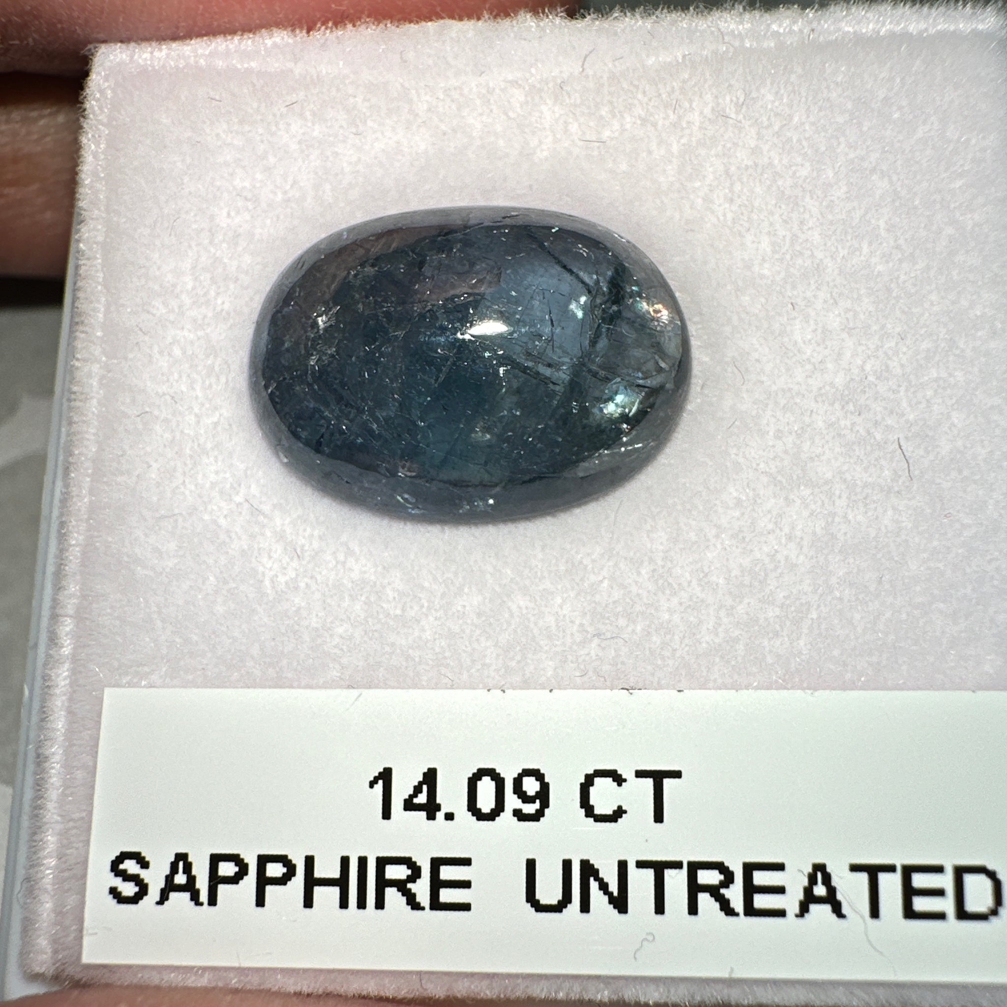 Sapphire Cabochon. 14.09ct, Umba, Tanzania. Untreated Unheated. 16.2x 11.7 x 6.7mm