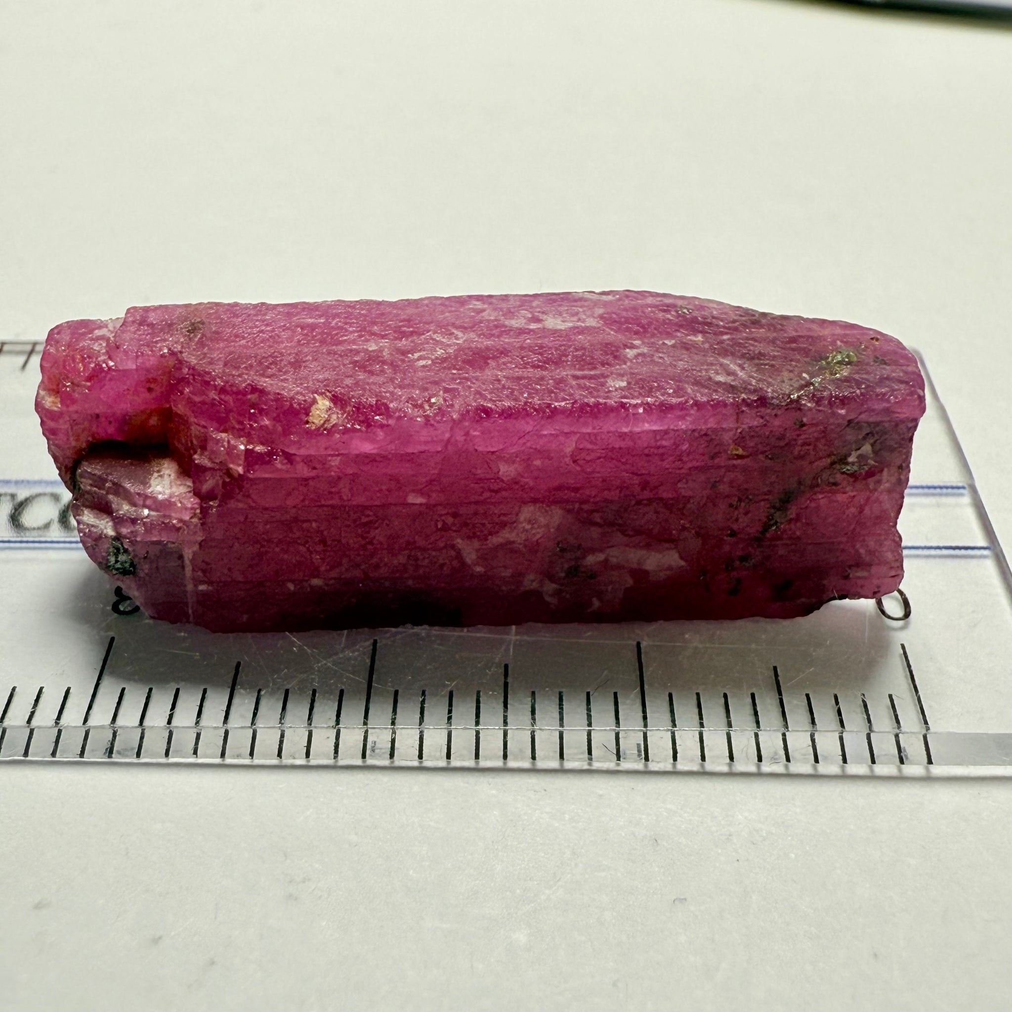 Ruby Crystal, Untreated Unheated, Tanzania, cleavage plane, formed like this, a dab of oil will remove the white dryness on the skin, Translucent, 37.85ct