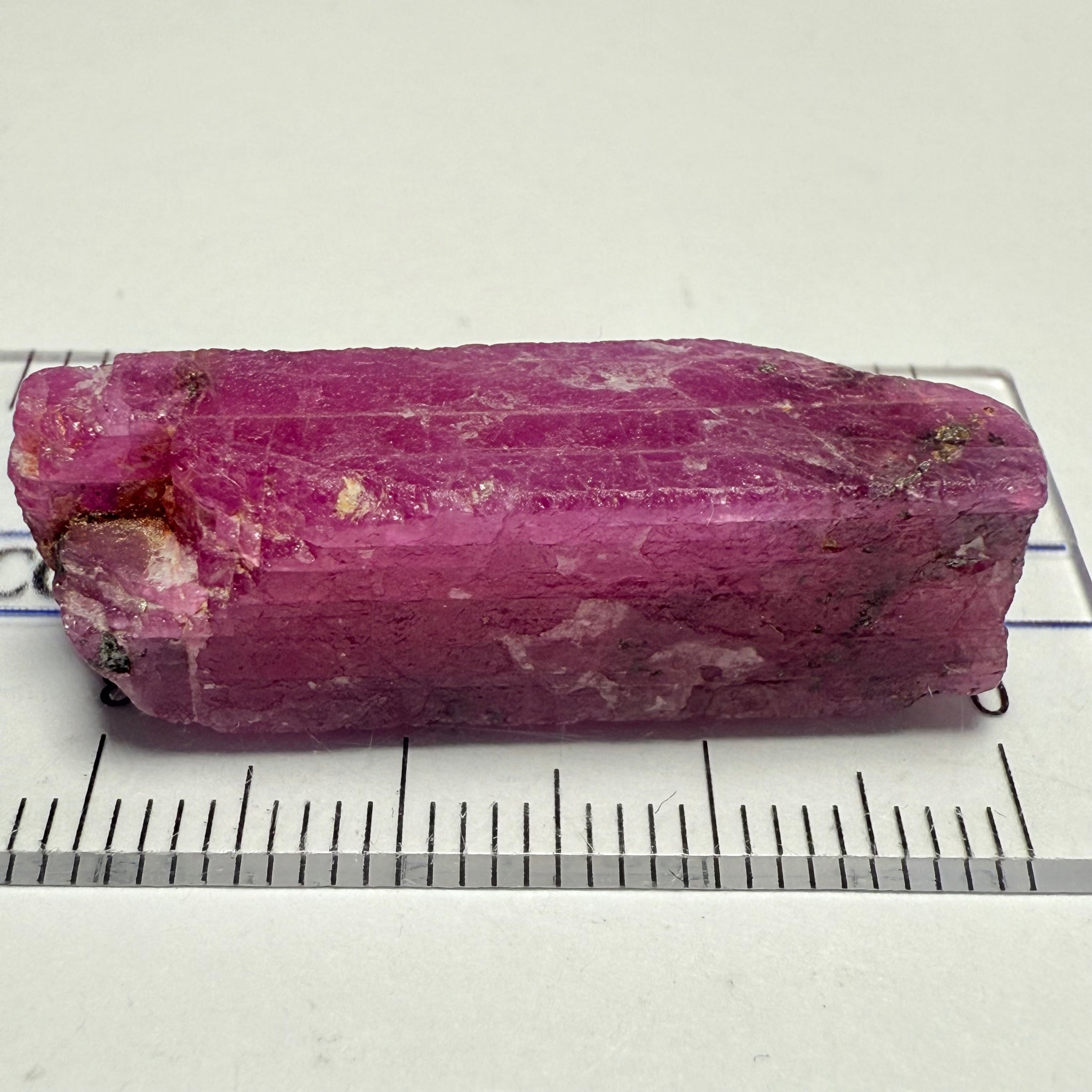 Ruby Crystal, Untreated Unheated, Tanzania, cleavage plane, formed like this, a dab of oil will remove the white dryness on the skin, Translucent, 37.85ct