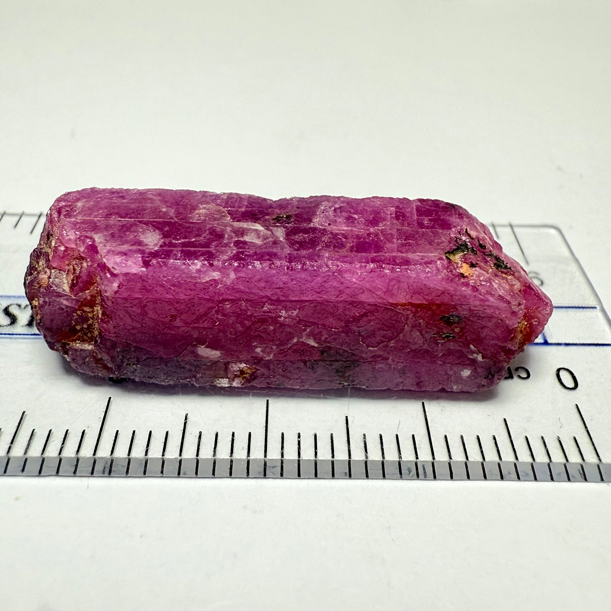 Ruby Crystal, Untreated Unheated, Tanzania, cleavage plane, formed like this, a dab of oil will remove the white dryness on the skin, Translucent, 41.97ct