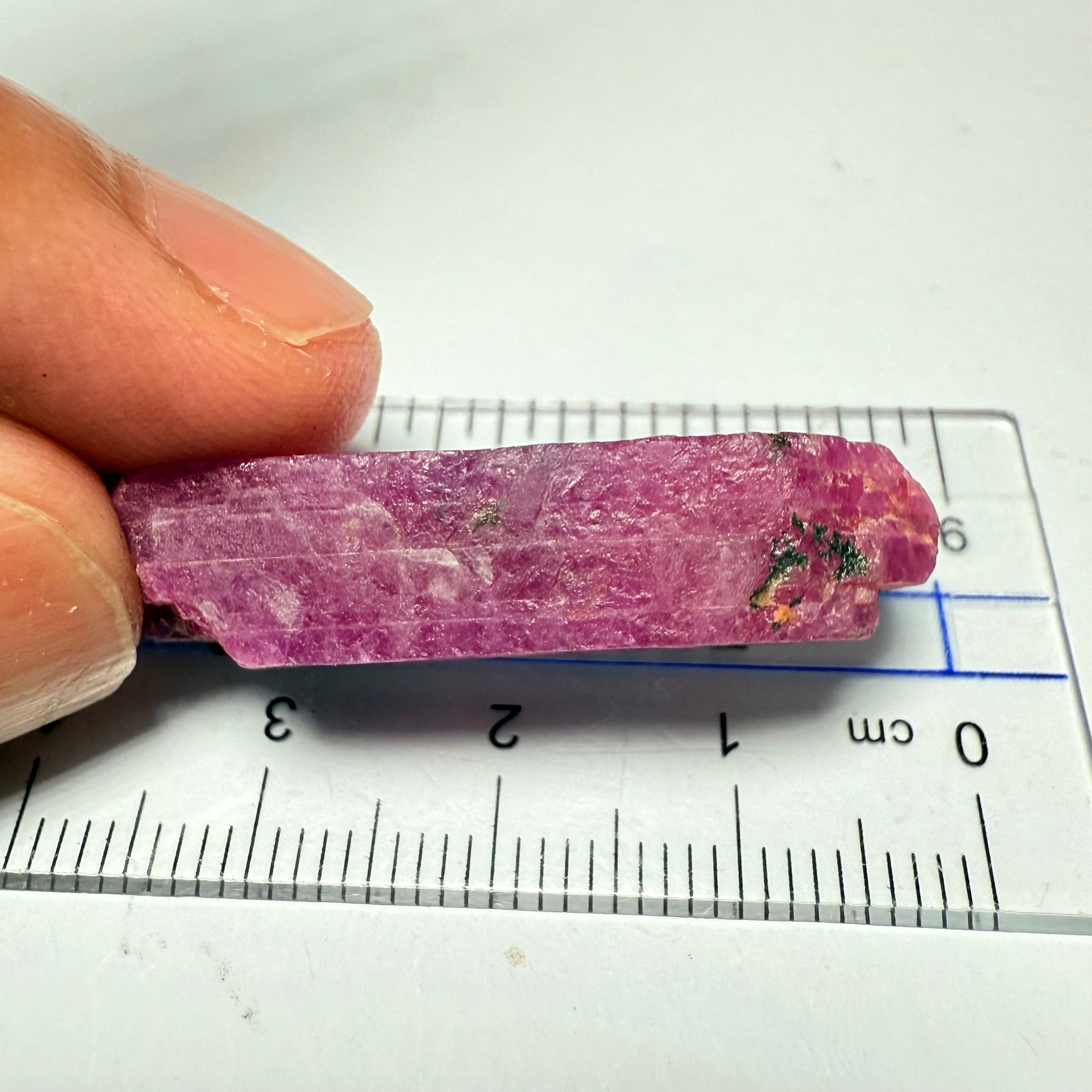 Ruby Crystal, Untreated Unheated, Tanzania, cleavage plane, formed like this, a dab of oil will remove the white dryness on the skin, Translucent, 41.97ct