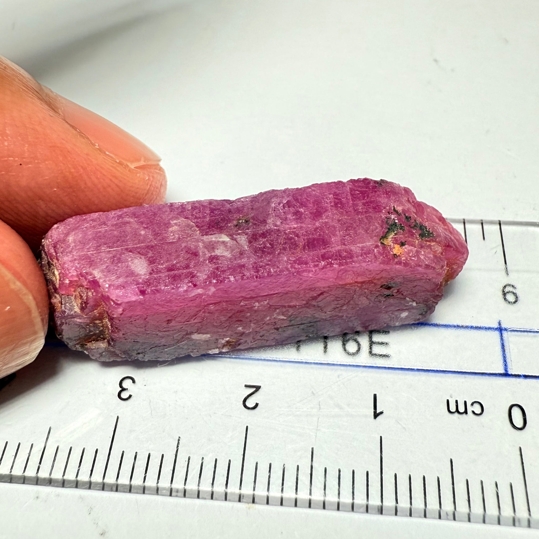 Ruby Crystal, Untreated Unheated, Tanzania, cleavage plane, formed like this, a dab of oil will remove the white dryness on the skin, Translucent, 41.97ct