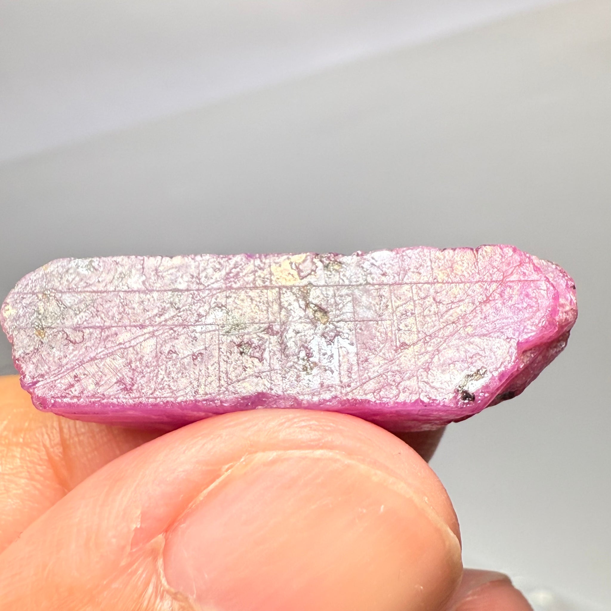 Ruby Crystal, Untreated Unheated, Tanzania, cleavage plane, formed like this, a dab of oil will remove the white dryness on the skin, Translucent, 41.97ct