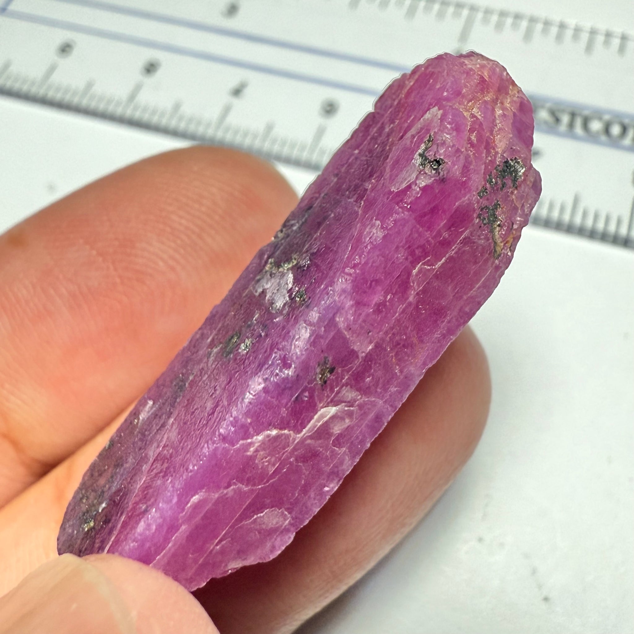 Ruby Crystal, Untreated Unheated, Tanzania, cleavage plane, formed like this, a dab of oil will remove the white dryness on the skin, Translucent, 41.97ct