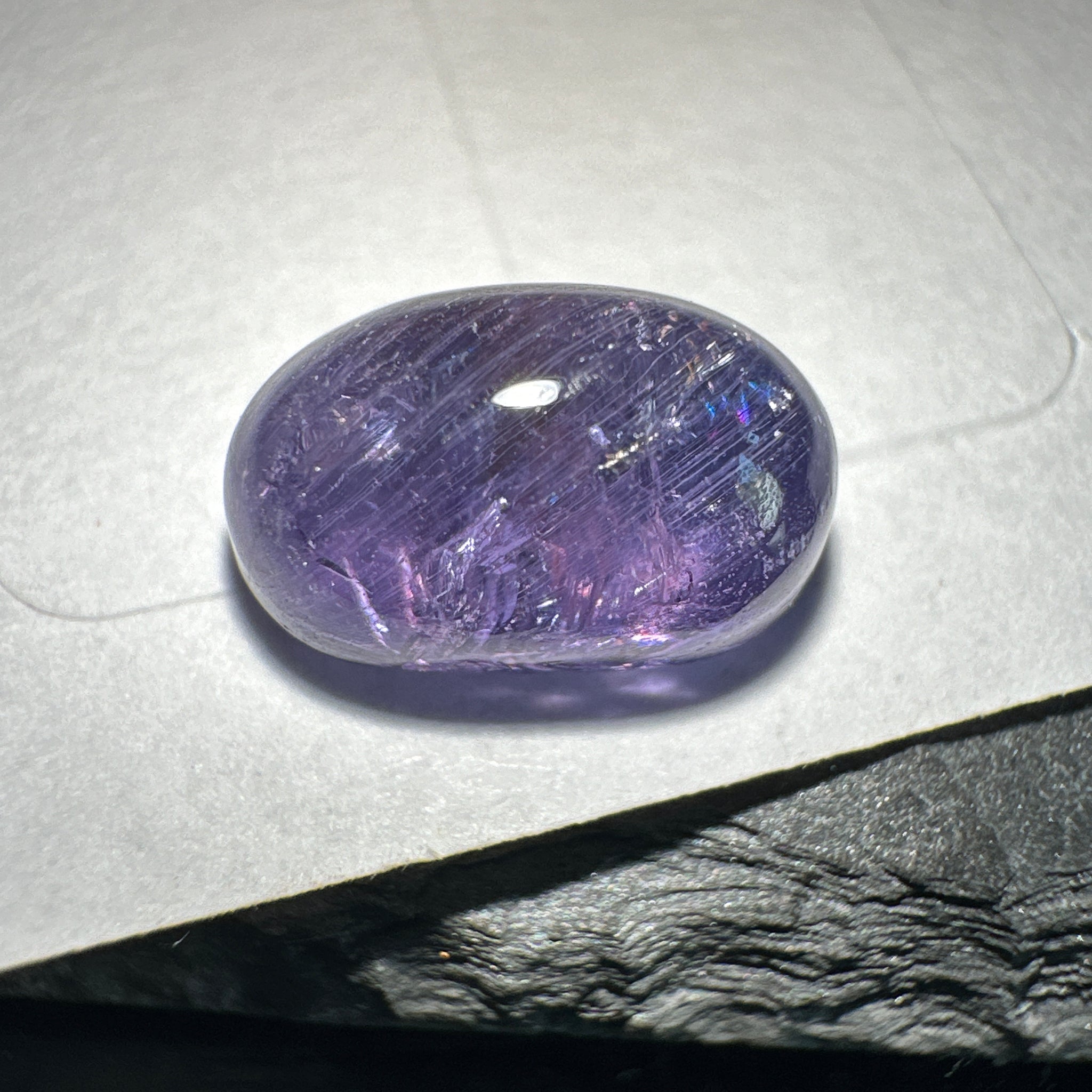 Colour Change Sapphire Cabochon, 3.46ct, Umba Valley, Tanzania. Untreated Unheated.