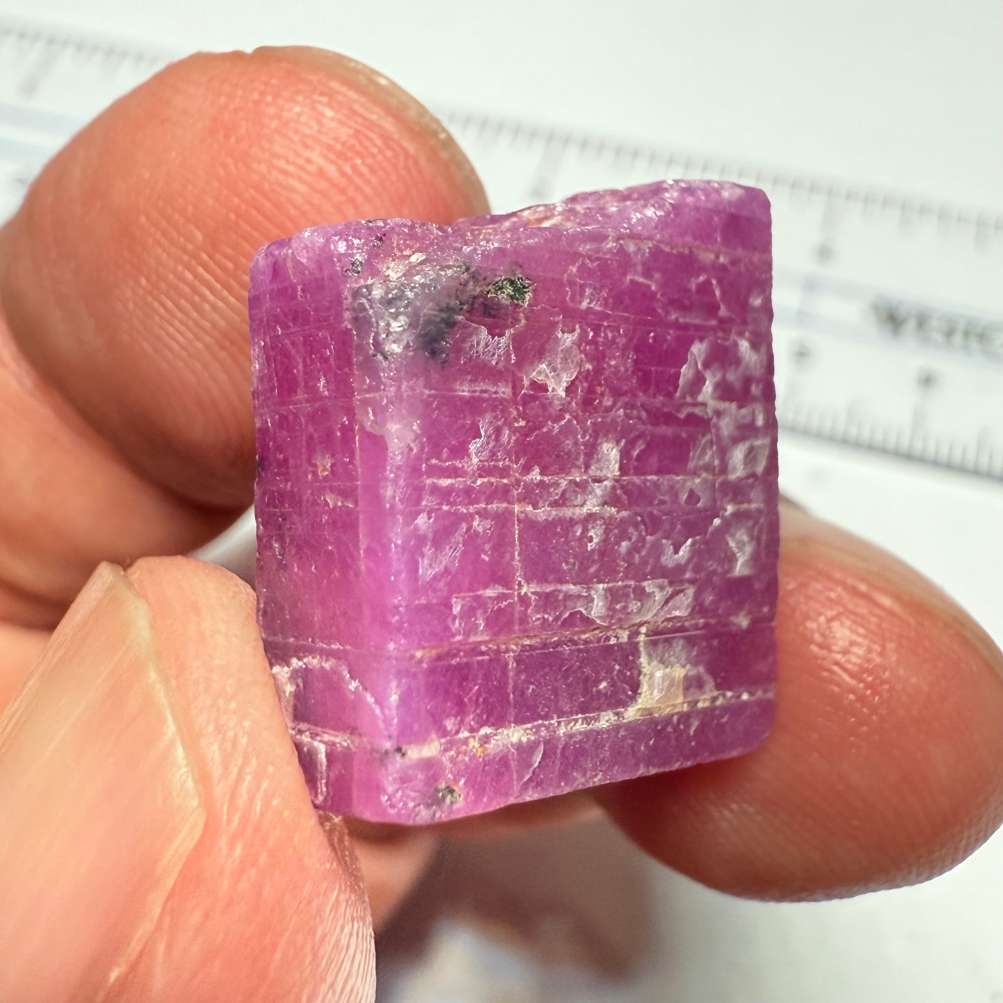 Ruby Crystal, Untreated Unheated, Tanzania, cleavage plane, formed like this, a dab of oil will remove the white dryness on the skin, Translucent, 40.19ct