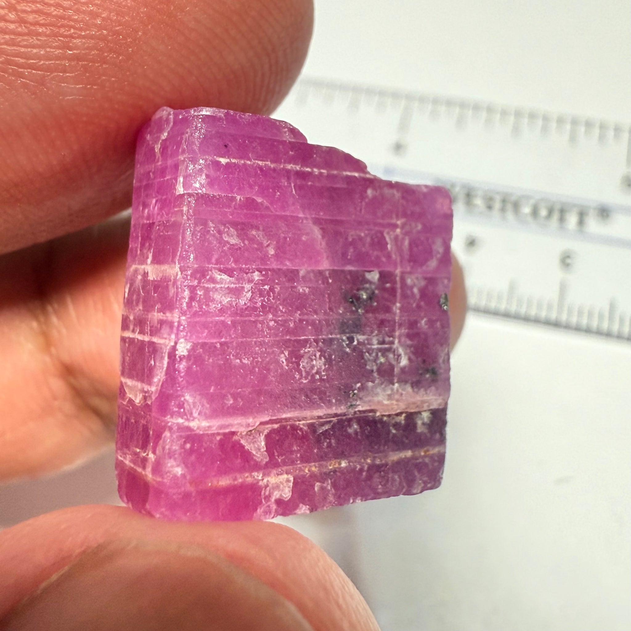 Ruby Crystal, Untreated Unheated, Tanzania, cleavage plane, formed like this, a dab of oil will remove the white dryness on the skin, Translucent, 40.19ct
