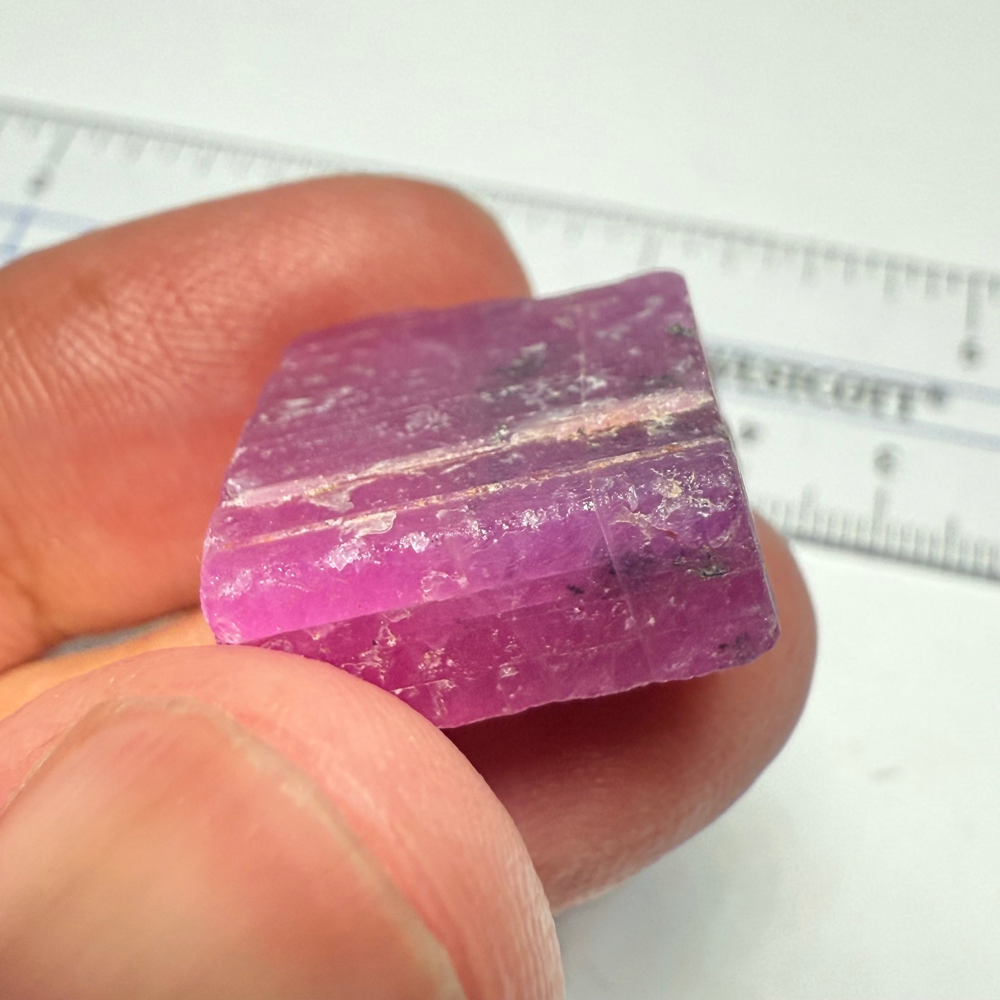 Ruby Crystal, Untreated Unheated, Tanzania, cleavage plane, formed like this, a dab of oil will remove the white dryness on the skin, Translucent, 40.19ct