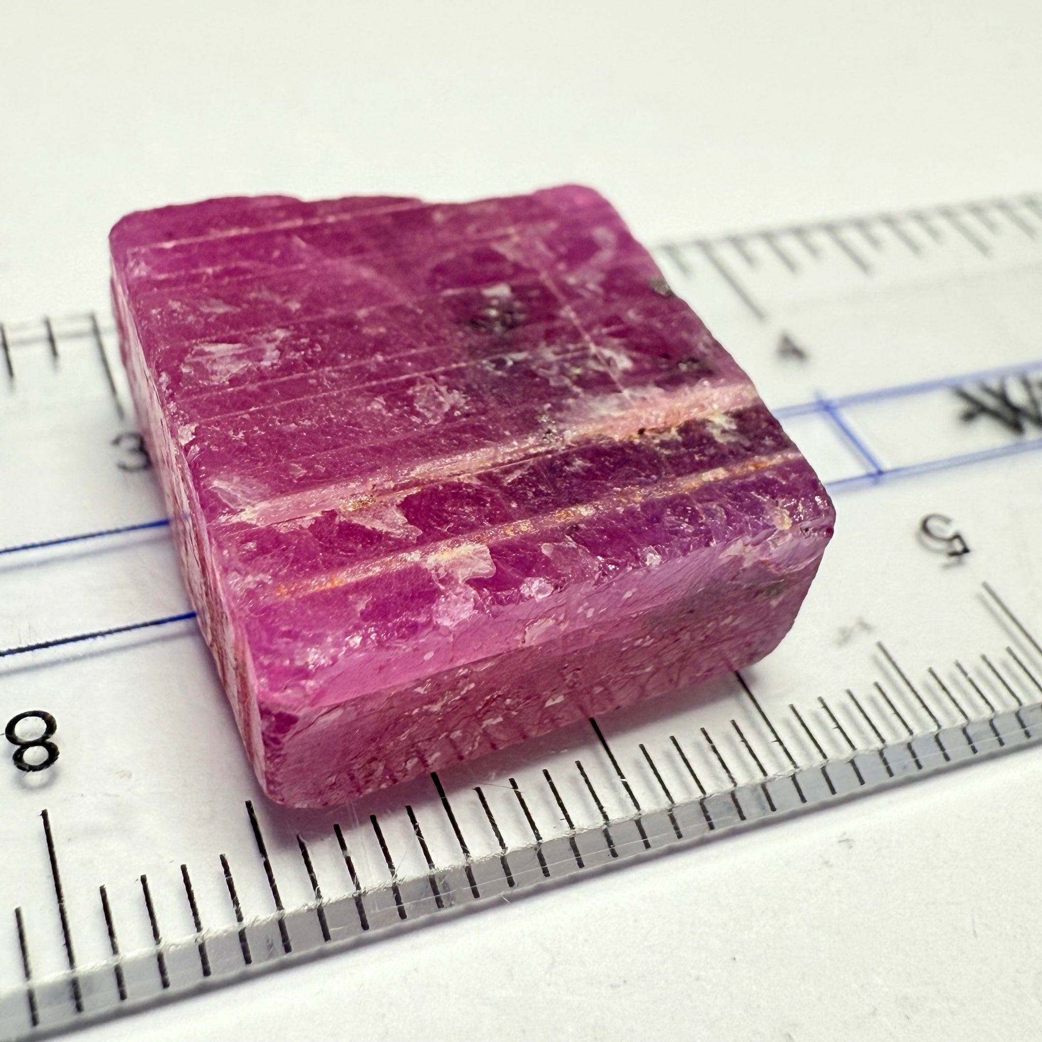 Ruby Crystal, Untreated Unheated, Tanzania, cleavage plane, formed like this, a dab of oil will remove the white dryness on the skin, Translucent, 40.19ct