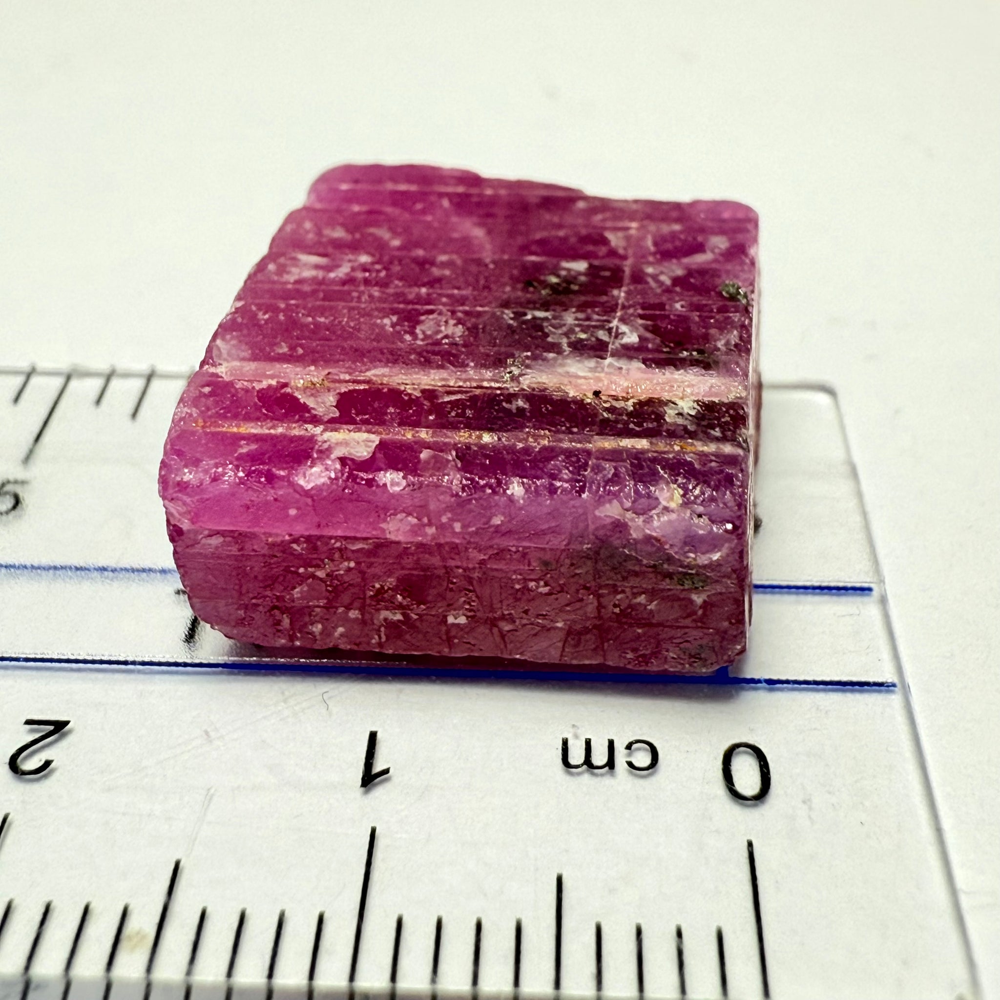 Ruby Crystal, Untreated Unheated, Tanzania, cleavage plane, formed like this, a dab of oil will remove the white dryness on the skin, Translucent, 40.19ct