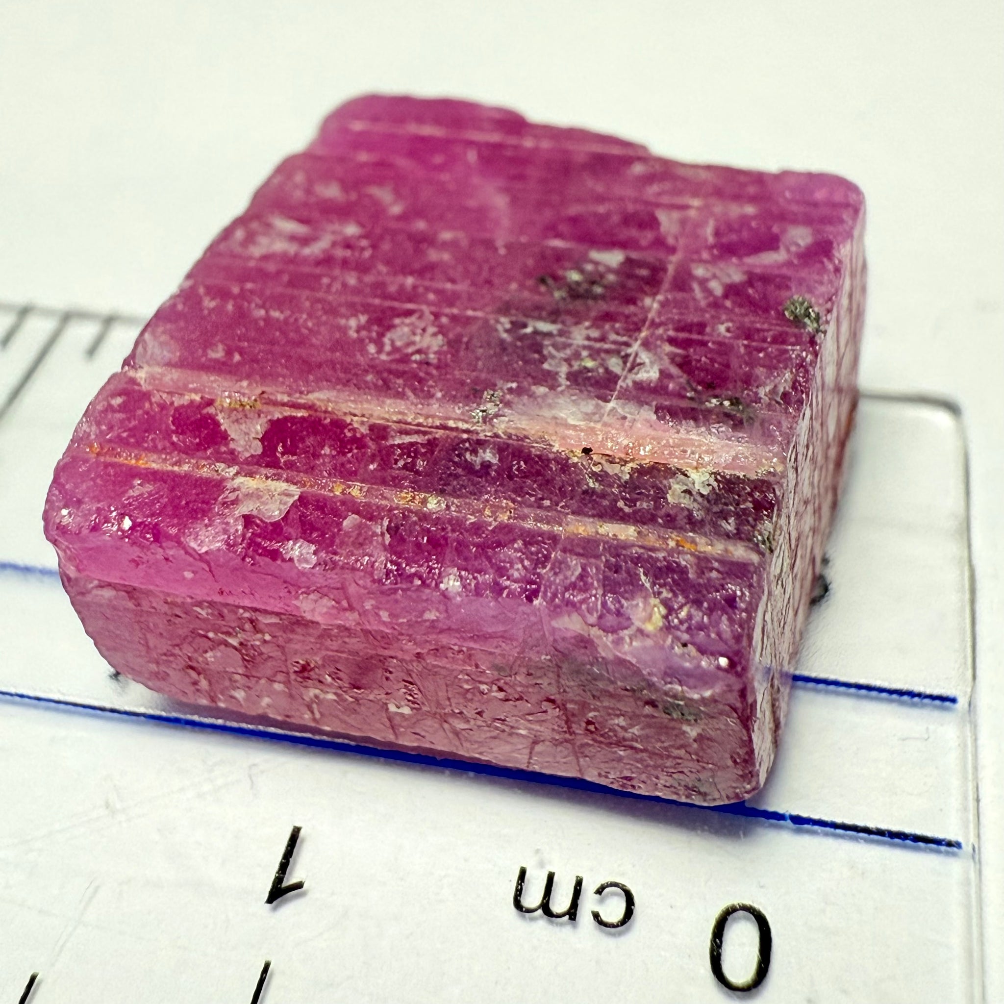 Ruby Crystal, Untreated Unheated, Tanzania, cleavage plane, formed like this, a dab of oil will remove the white dryness on the skin, Translucent, 40.19ct