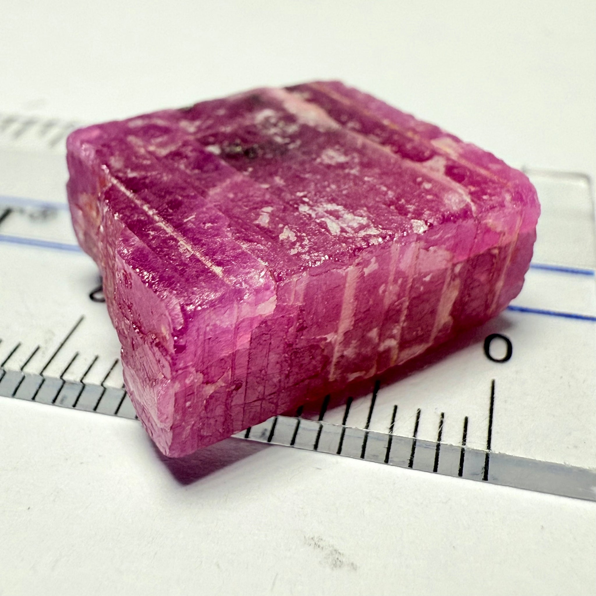 Ruby Crystal, Untreated Unheated, Tanzania, cleavage plane, formed like this, a dab of oil will remove the white dryness on the skin, Translucent, 40.19ct
