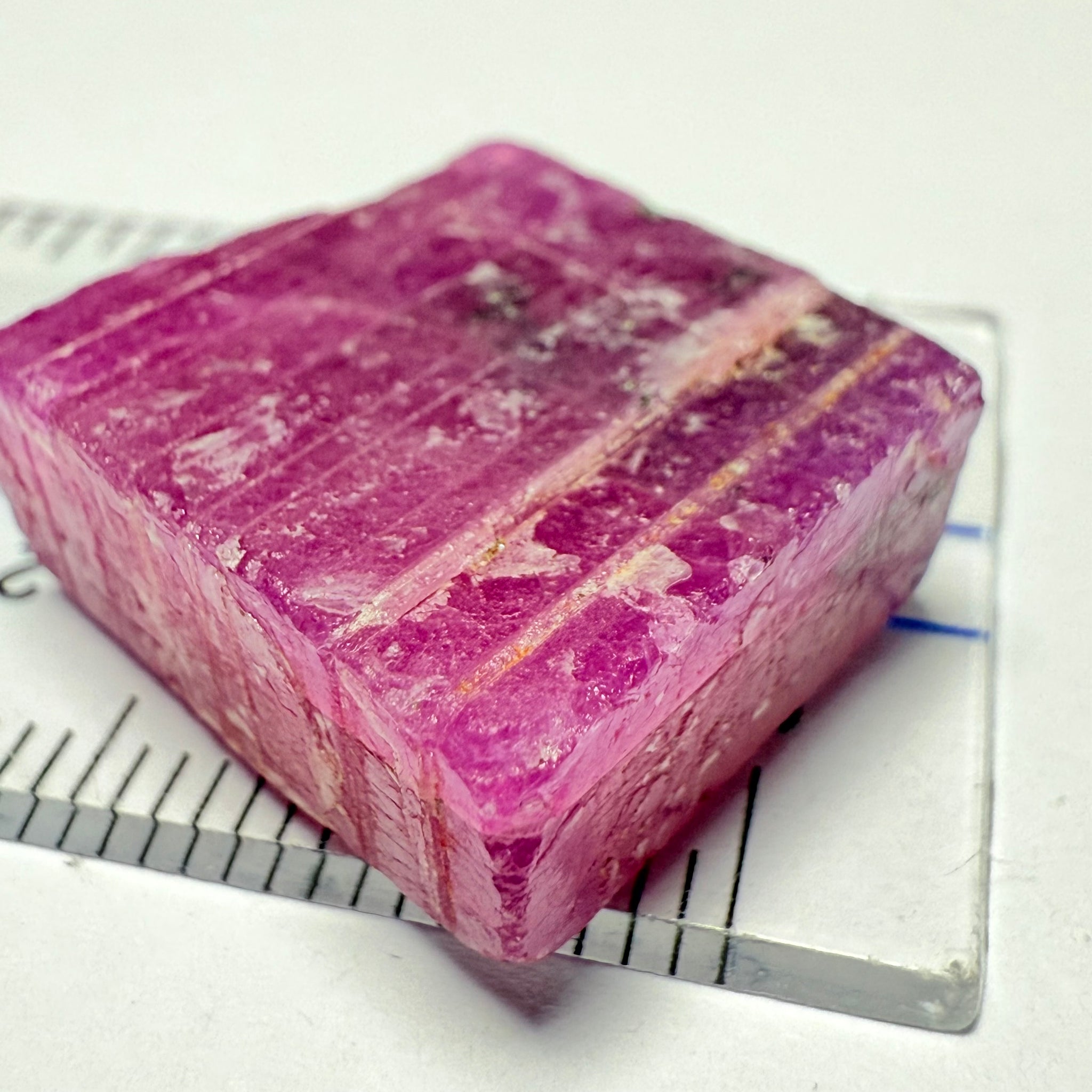 Ruby Crystal, Untreated Unheated, Tanzania, cleavage plane, formed like this, a dab of oil will remove the white dryness on the skin, Translucent, 40.19ct