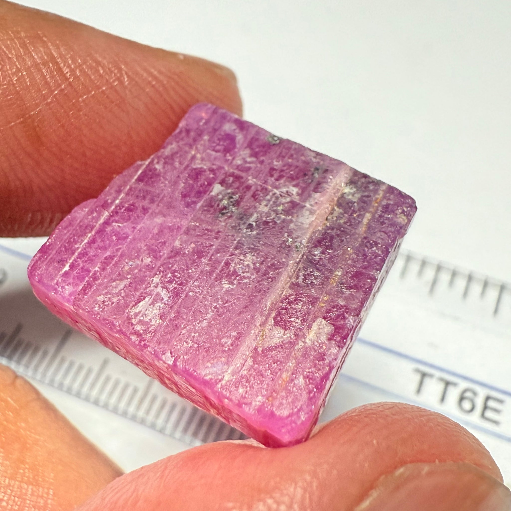 Ruby Crystal, Untreated Unheated, Tanzania, cleavage plane, formed like this, a dab of oil will remove the white dryness on the skin, Translucent, 40.19ct