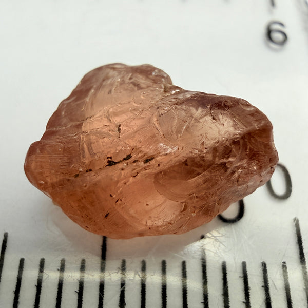 Peach Malaya Garnet, 4.69ct, vvs but flattish, Unheated Untreated, Umba Valley Tanzania