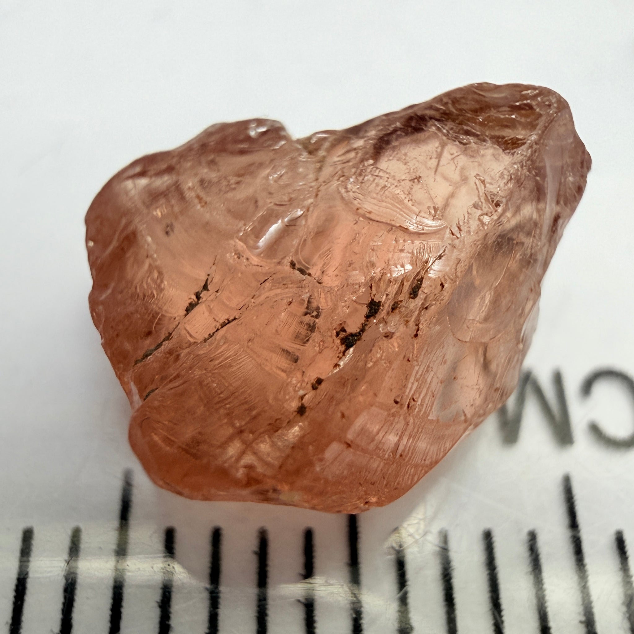Peach Malaya Garnet, 4.69ct, vvs but flattish, Unheated Untreated, Umba Valley Tanzania