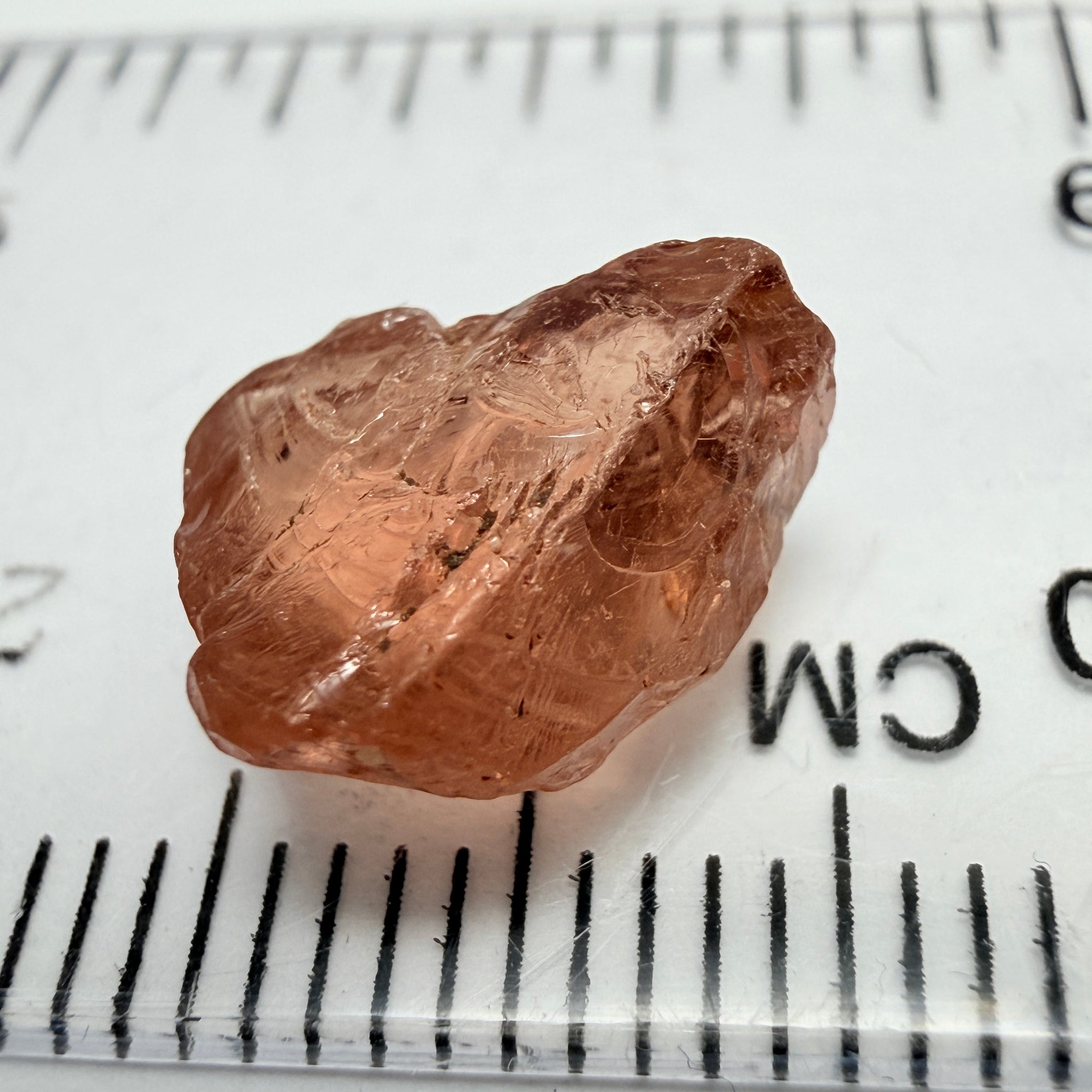 Peach Malaya Garnet, 4.69ct, vvs but flattish, Unheated Untreated, Umba Valley Tanzania