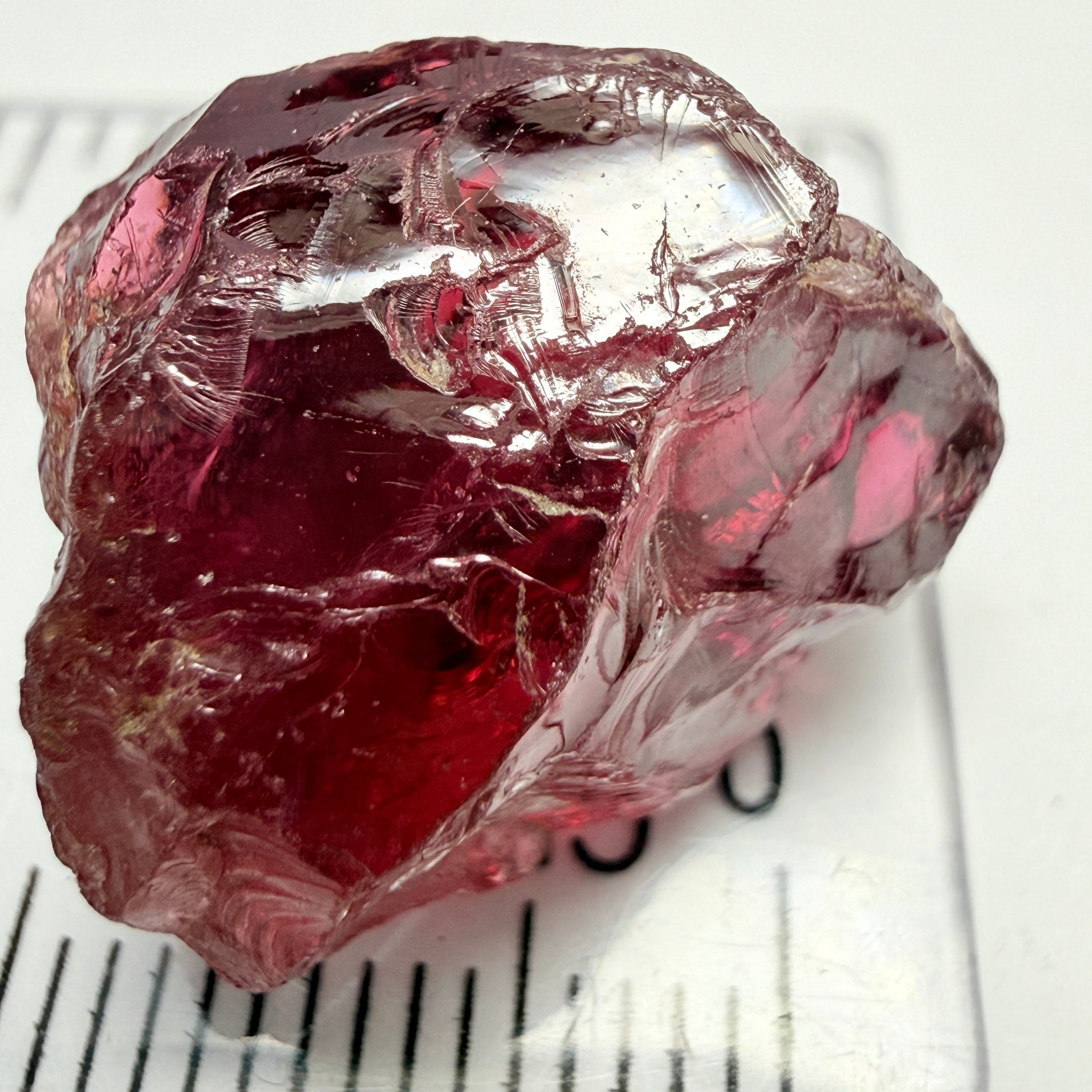 Tanga Garnet, 28.92ct, Tanzania, Untreated Unheated, dividing veil, you will need to slice this in half, both pieces will have very slight silk