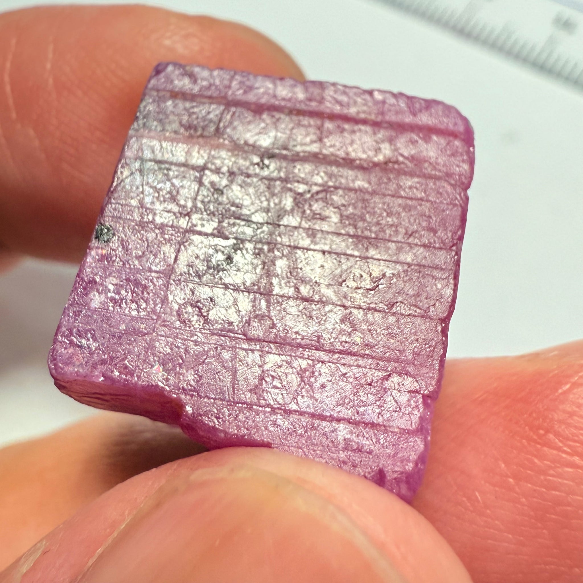 Ruby Crystal, Untreated Unheated, Tanzania, cleavage plane, formed like this, a dab of oil will remove the white dryness on the skin, Translucent, 40.19ct