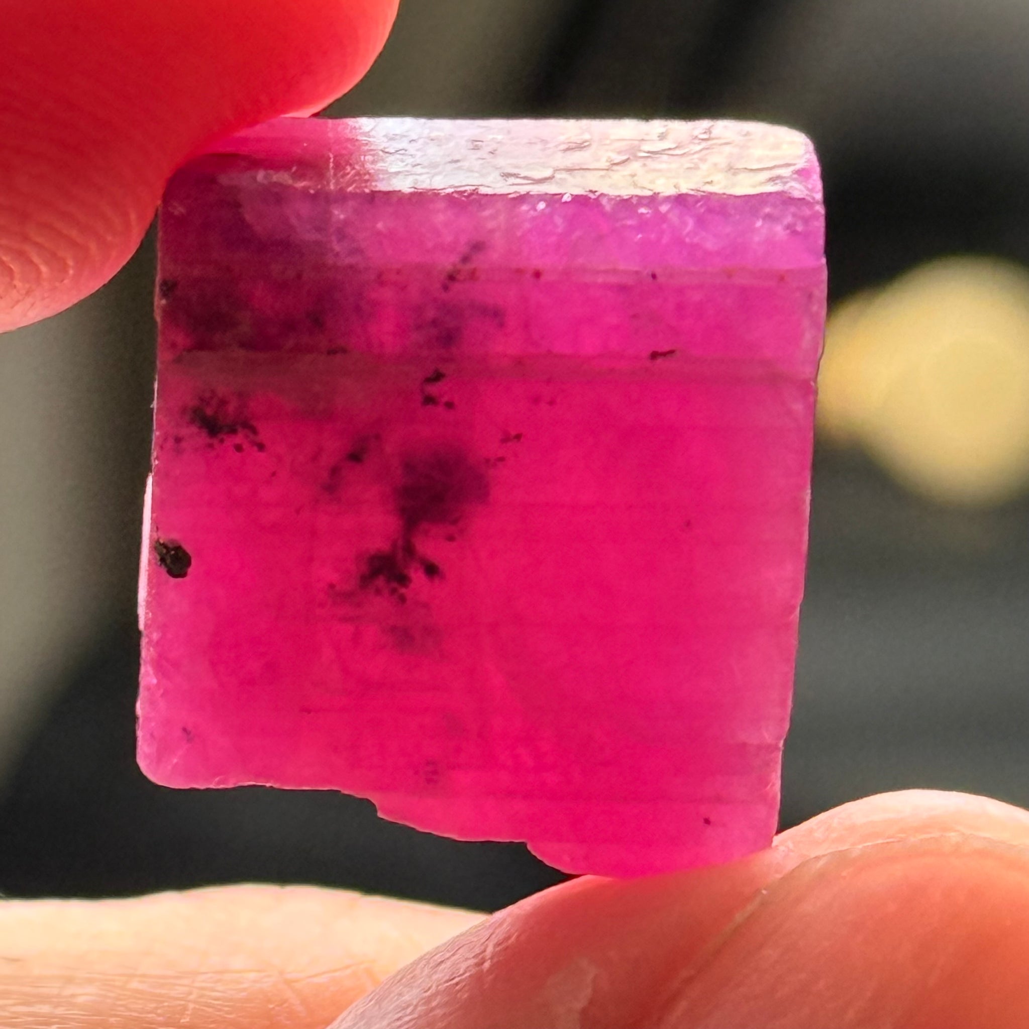 Ruby Crystal, Untreated Unheated, Tanzania, cleavage plane, formed like this, a dab of oil will remove the white dryness on the skin, Translucent, 40.19ct