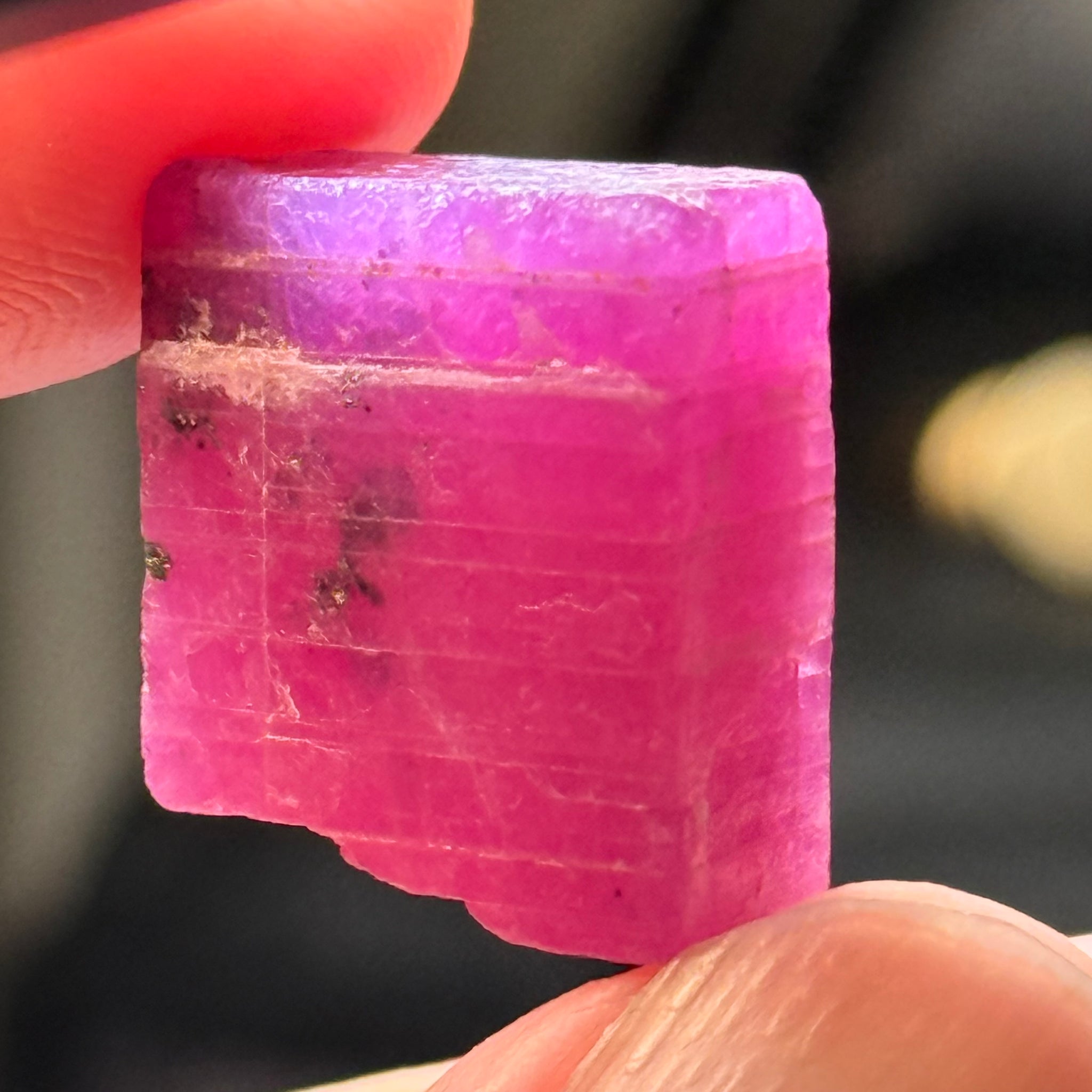 Ruby Crystal, Untreated Unheated, Tanzania, cleavage plane, formed like this, a dab of oil will remove the white dryness on the skin, Translucent, 40.19ct