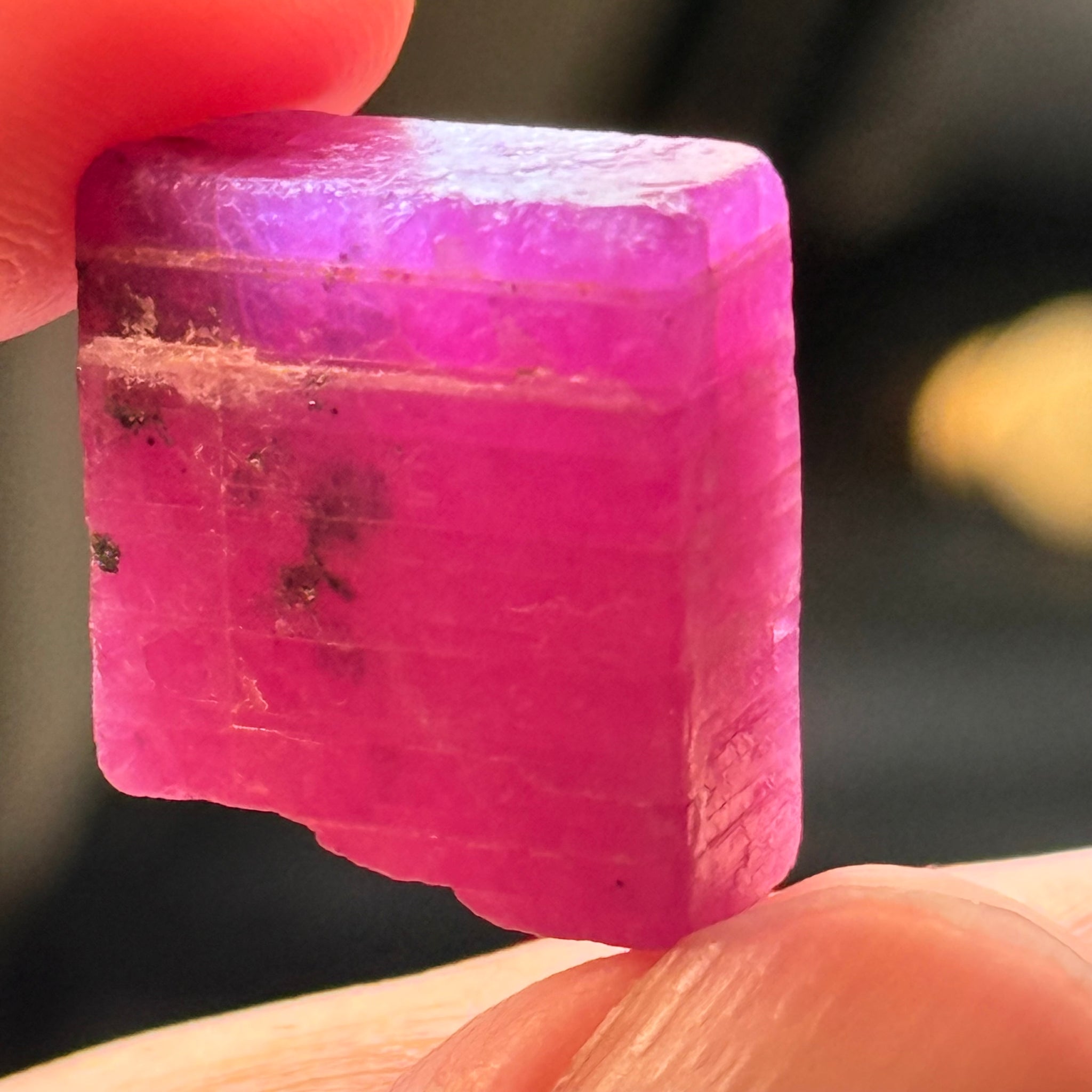 Ruby Crystal, Untreated Unheated, Tanzania, cleavage plane, formed like this, a dab of oil will remove the white dryness on the skin, Translucent, 40.19ct