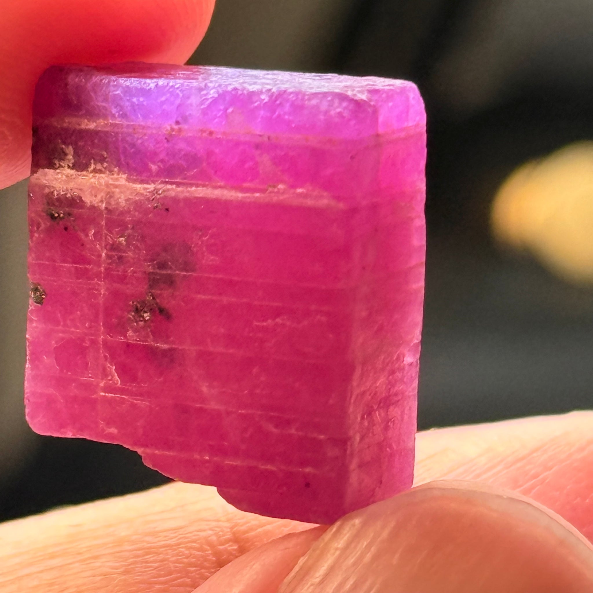 Ruby Crystal, Untreated Unheated, Tanzania, cleavage plane, formed like this, a dab of oil will remove the white dryness on the skin, Translucent, 40.19ct