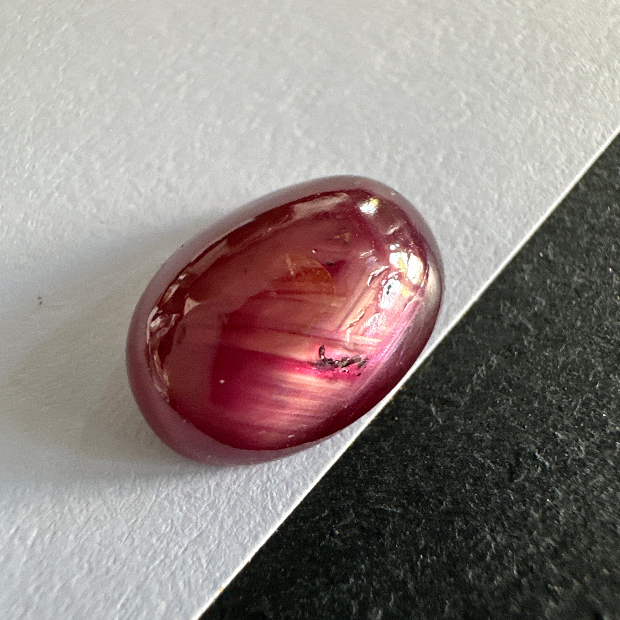 Winza Sapphire Cabochon Cut, 5.85ct, Tanzania, Unheated Untreated, yes this is an extraordinary colour with golden tint banding