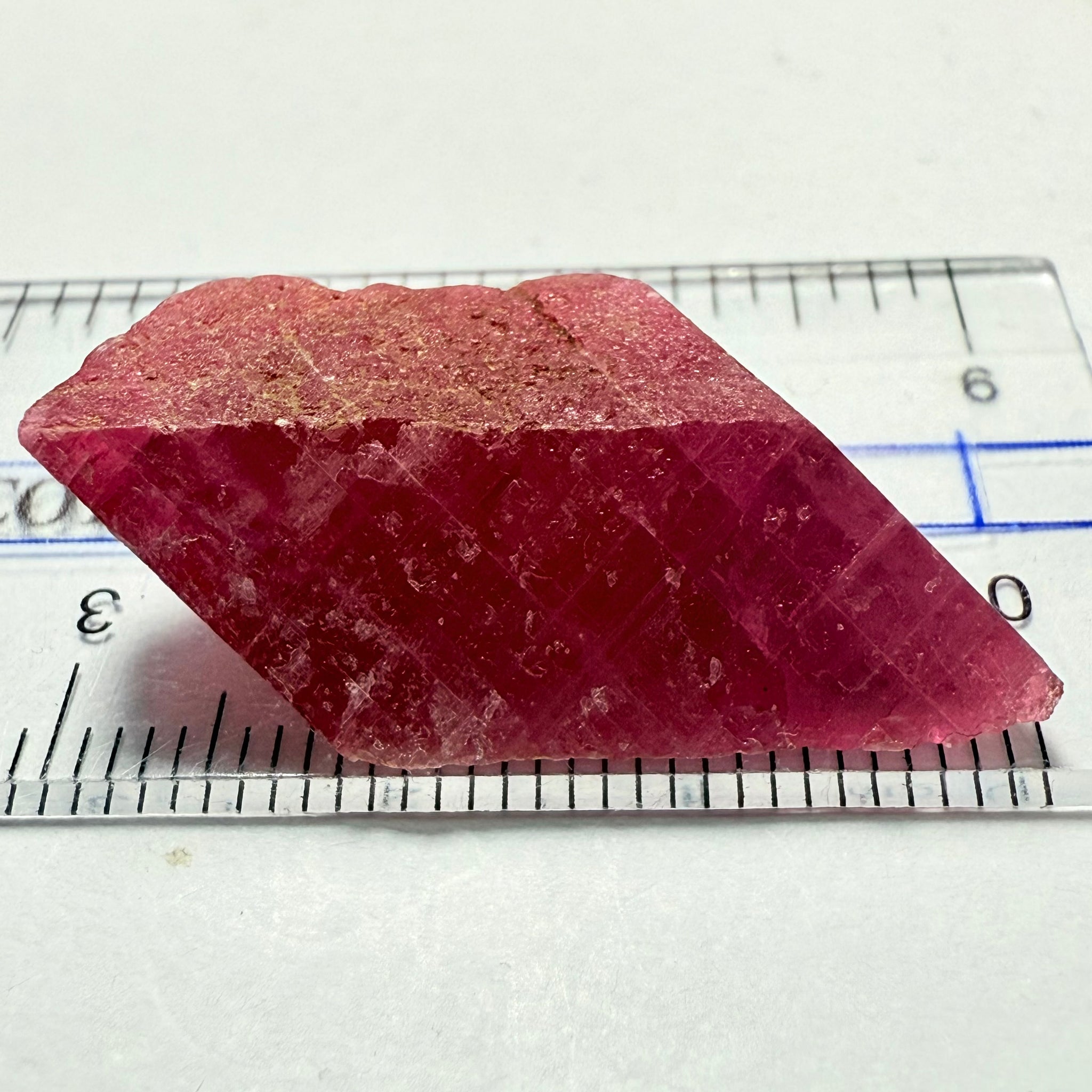 Ruby Crystal, Untreated Unheated, Tanzania, cleavage plane, formed like this, a dab of oil will remove the white dryness on the skin, Translucent, 32.68ct