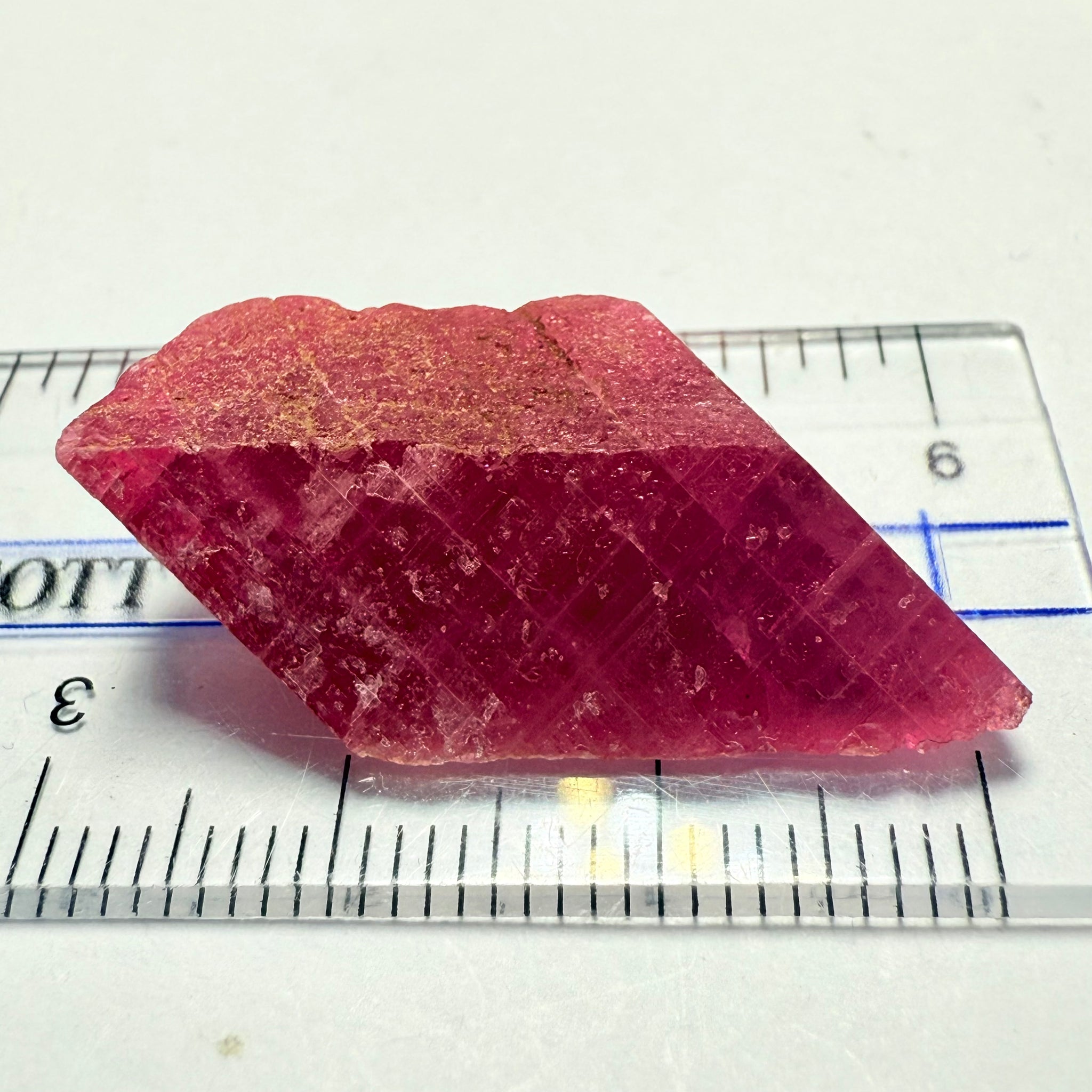 Ruby Crystal, Untreated Unheated, Tanzania, cleavage plane, formed like this, a dab of oil will remove the white dryness on the skin, Translucent, 32.68ct
