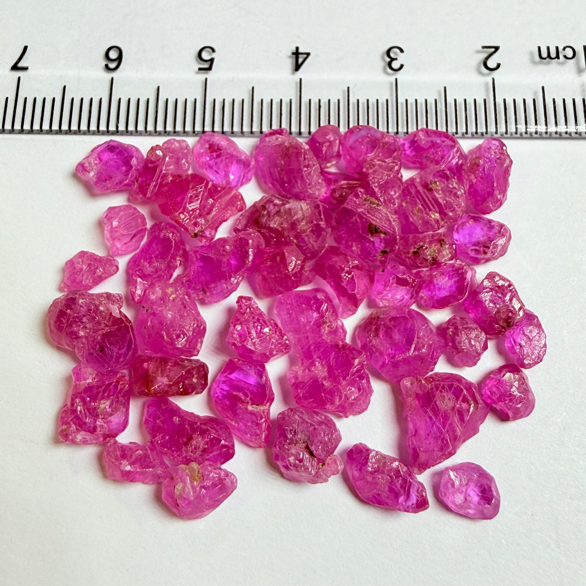 Sapphire Crystal Lot, 55.13ct, Tanzania, Untreated Unheated, 0.58ct-2.32ct, use in jewellery as is, beautiful crystals and very neon vibrant pink red!