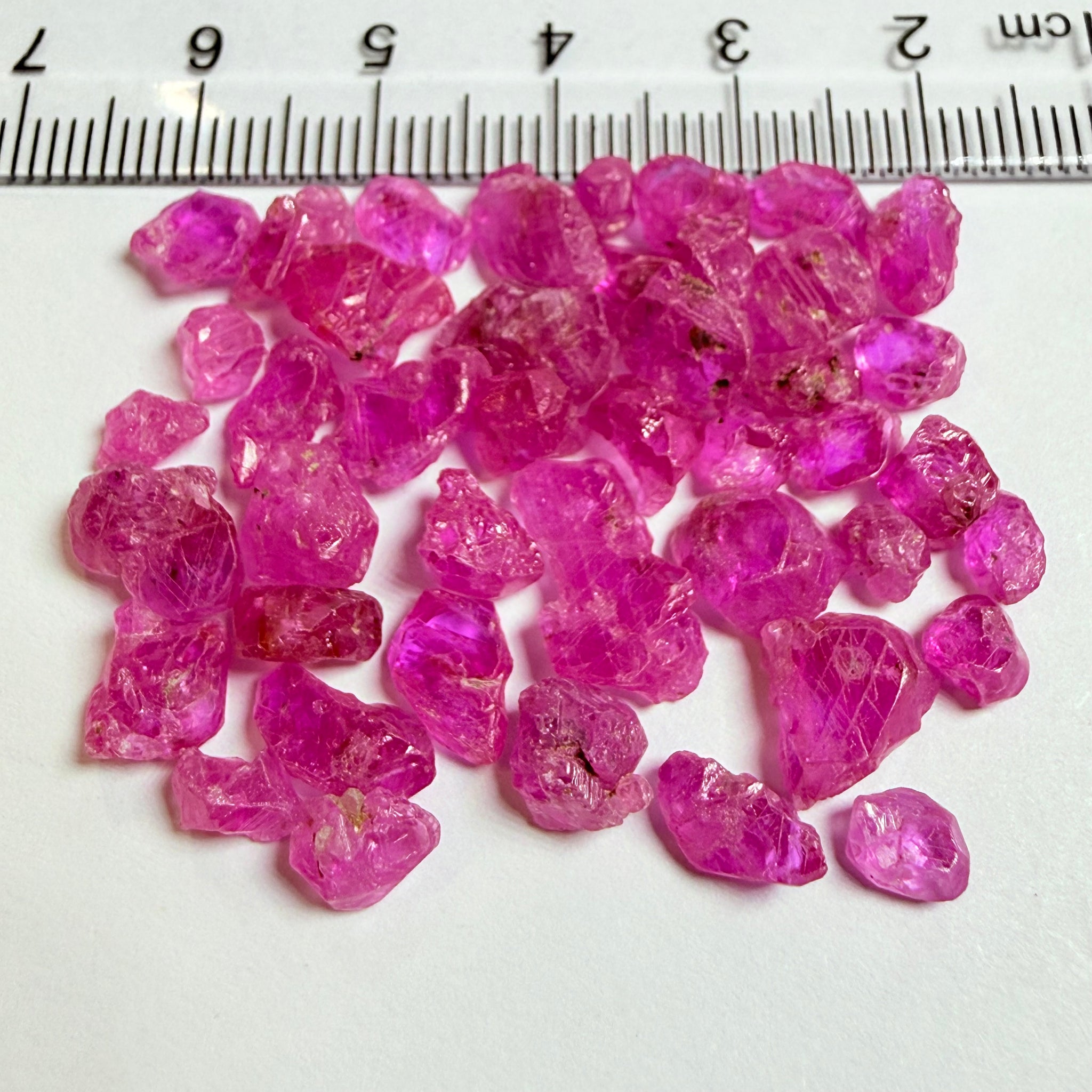 Sapphire Crystal Lot, 55.13ct, Tanzania, Untreated Unheated, 0.58ct-2.32ct, use in jewellery as is, beautiful crystals and very neon vibrant pink red!