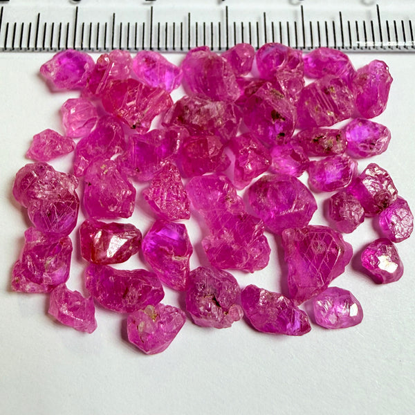 Sapphire Crystal Lot, 55.13ct, Tanzania, Untreated Unheated, 0.58ct-2.32ct, use in jewellery as is, beautiful crystals and very neon vibrant pink red!