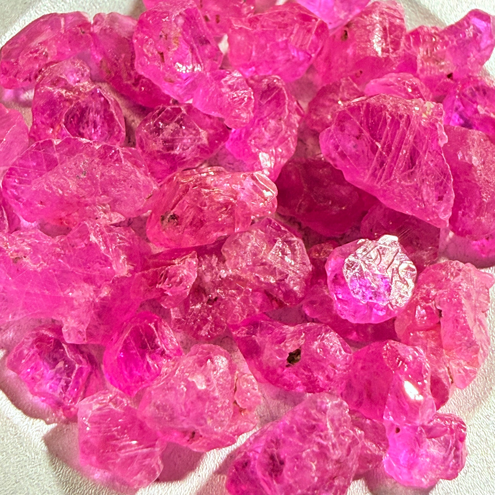 Sapphire Crystal Lot, 55.13ct, Tanzania, Untreated Unheated, 0.58ct-2.32ct, use in jewellery as is, beautiful crystals and very neon vibrant pink red!