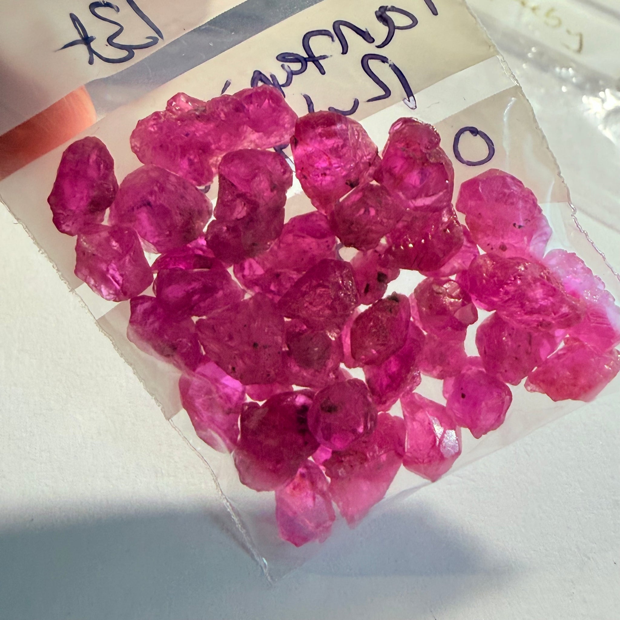 Sapphire Crystal Lot, 55.13ct, Tanzania, Untreated Unheated, 0.58ct-2.32ct, use in jewellery as is, beautiful crystals and very neon vibrant pink red!