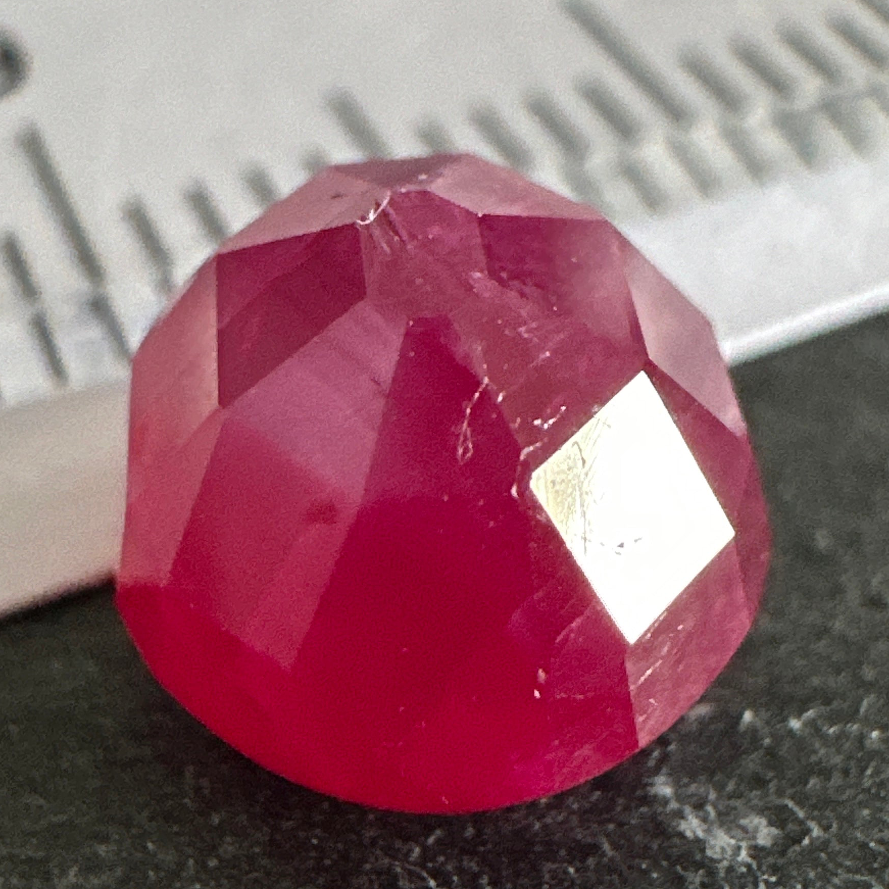 Ruby Faceted Cabochon/ Rose Cut, 4.16ct, Tanzania, Untreated Unheated