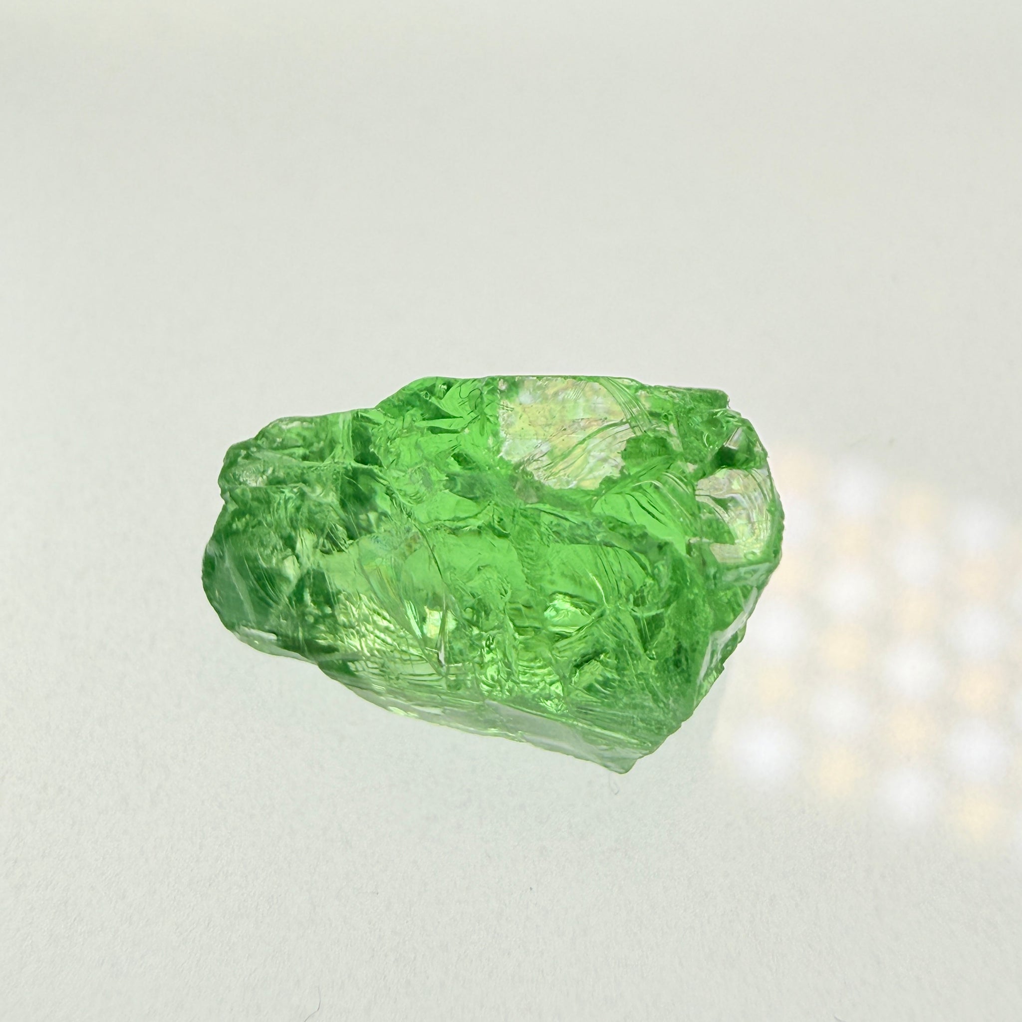 Tsavorite Garnet, 4.20ct, Tanzania, Untreated Unheated, heavy veils