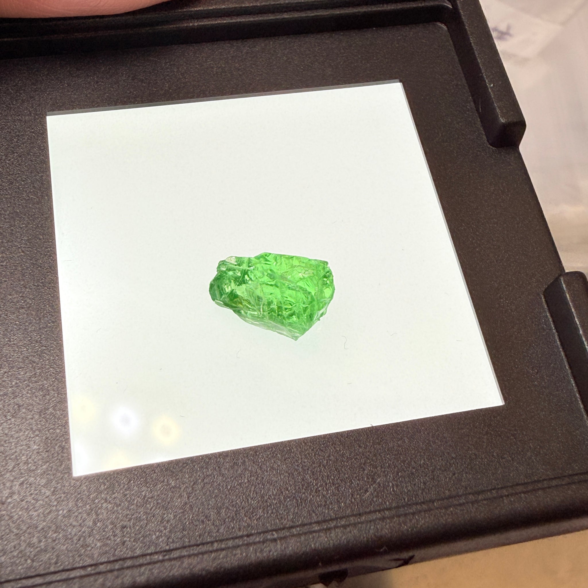 Tsavorite Garnet, 4.20ct, Tanzania, Untreated Unheated, heavy veils