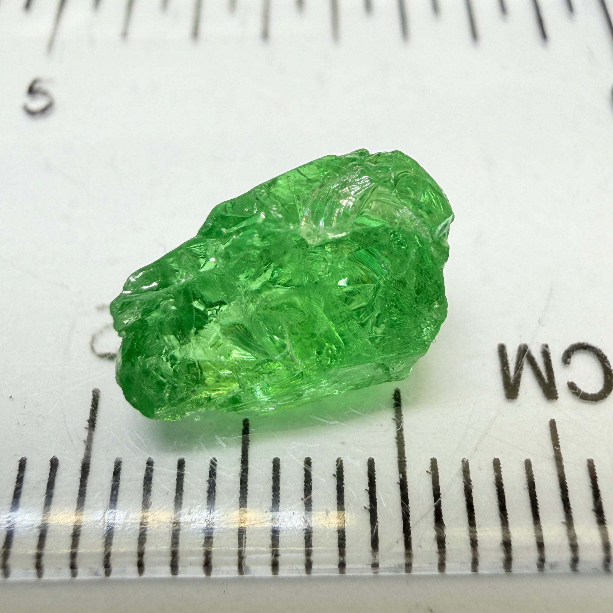 Tsavorite Garnet, 4.20ct, Tanzania, Untreated Unheated, heavy veils
